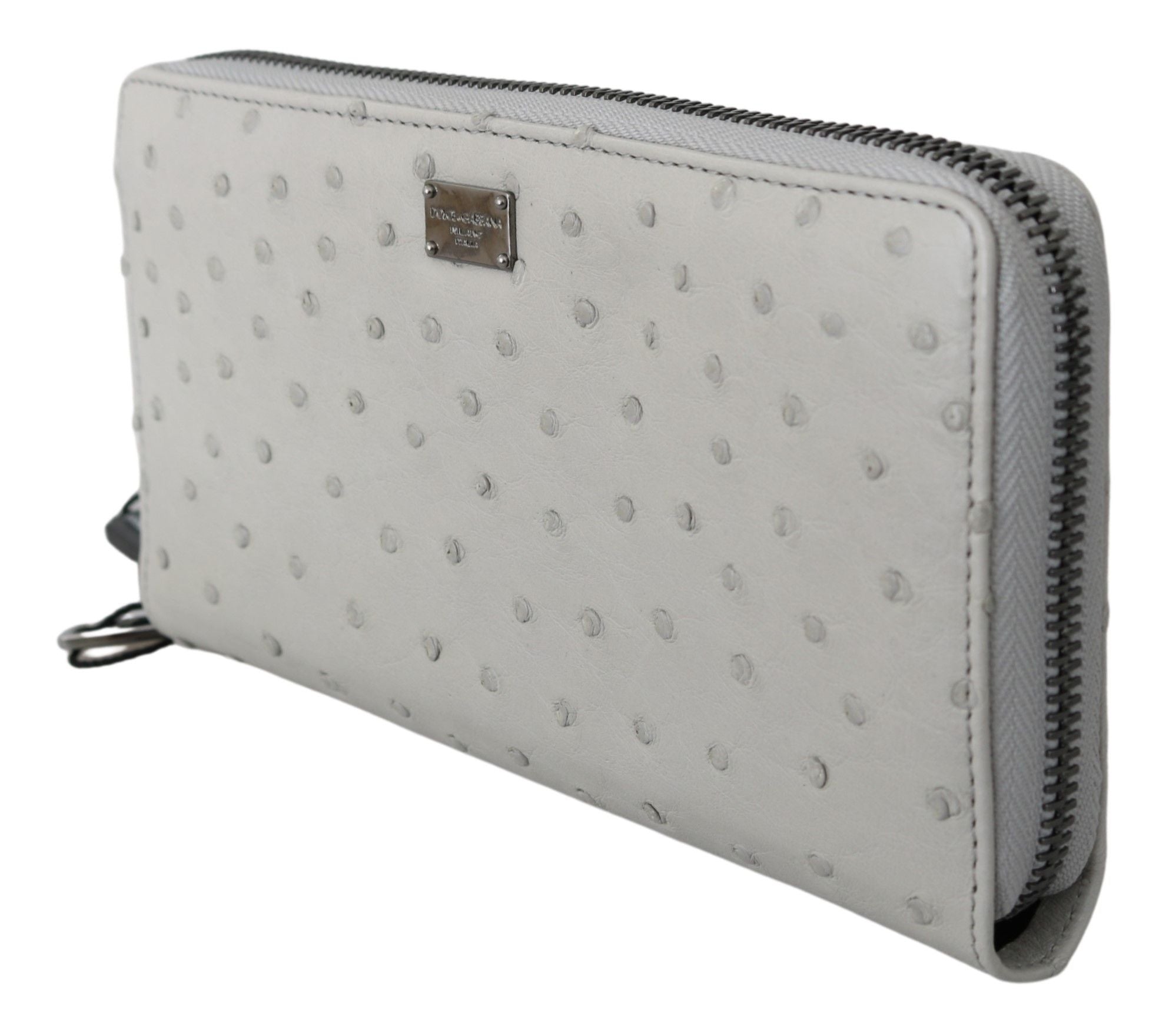 Dolce & Gabbana White Ostrich Leather Continental Men's Clutch Wallet-4
