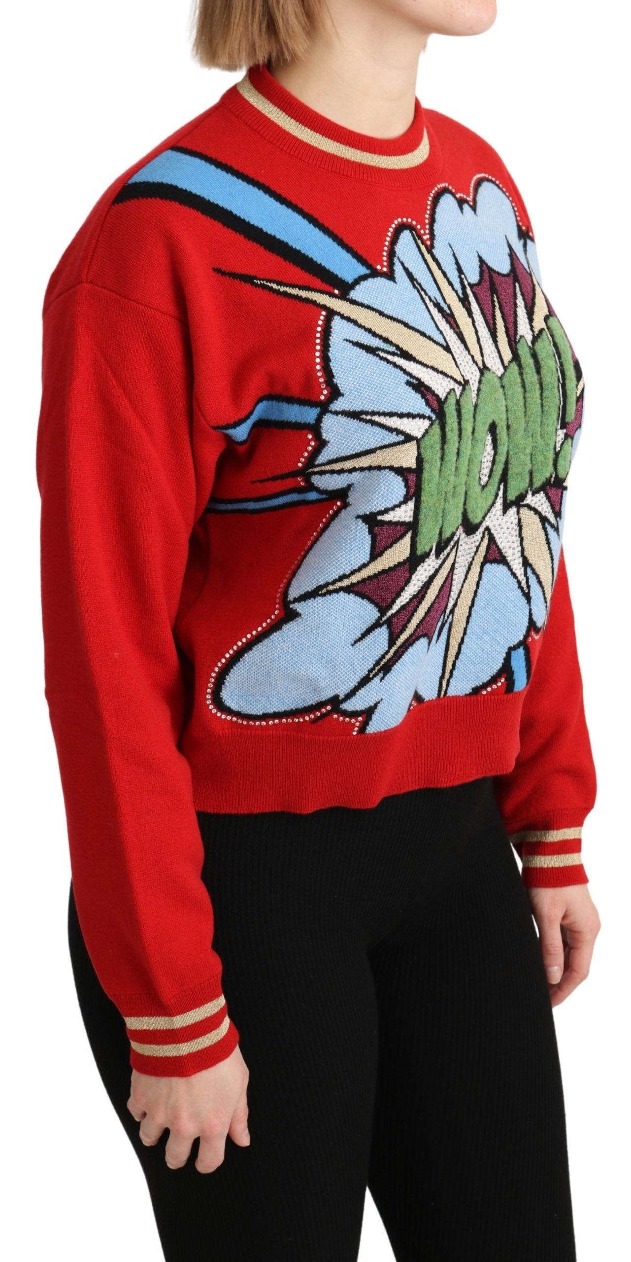 Dolce & Gabbana Roter Strickpullover aus Kaschmir in Cartoon-Optik-2