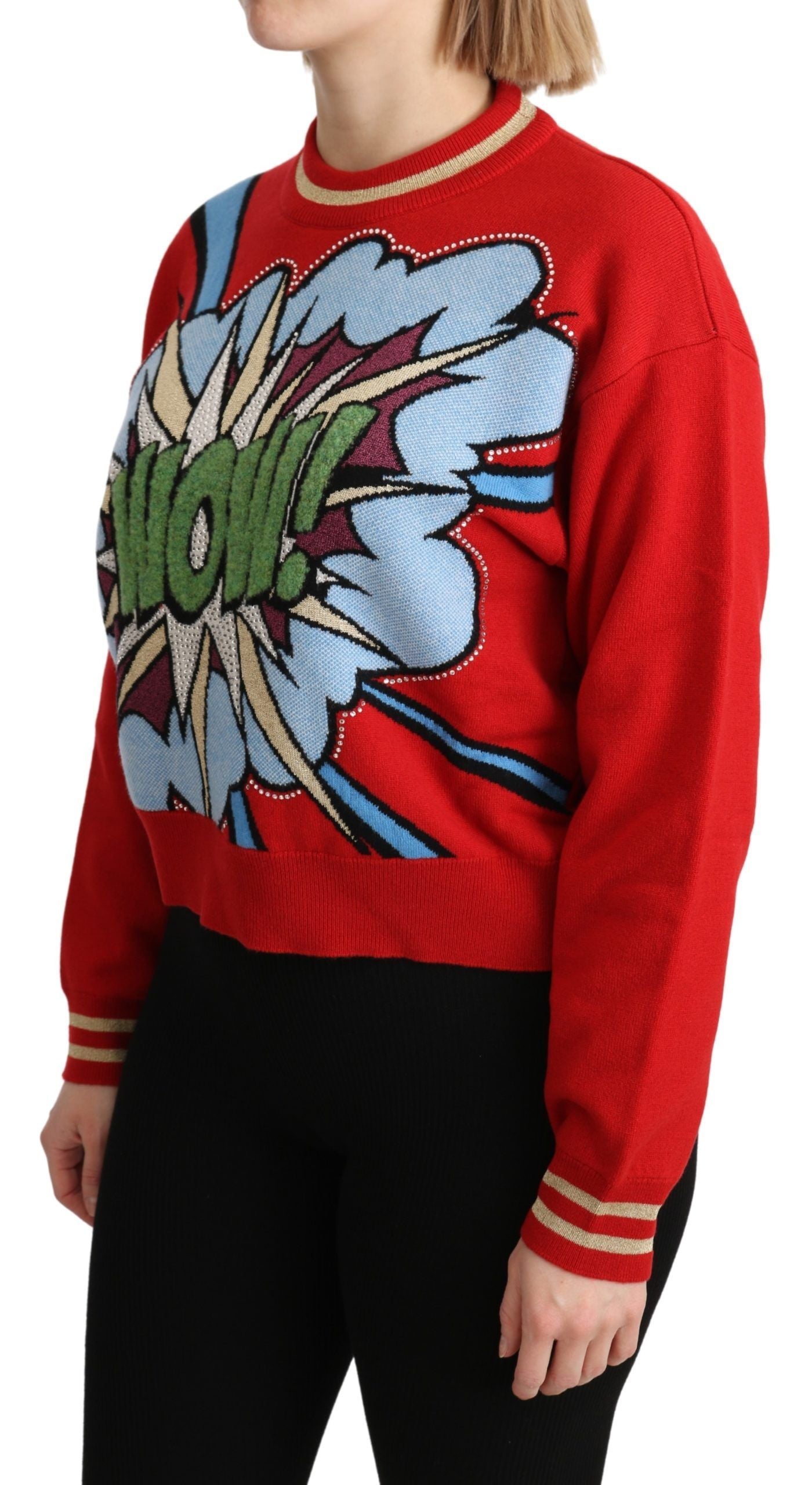 Dolce & Gabbana Roter Strickpullover aus Kaschmir in Cartoon-Optik-3