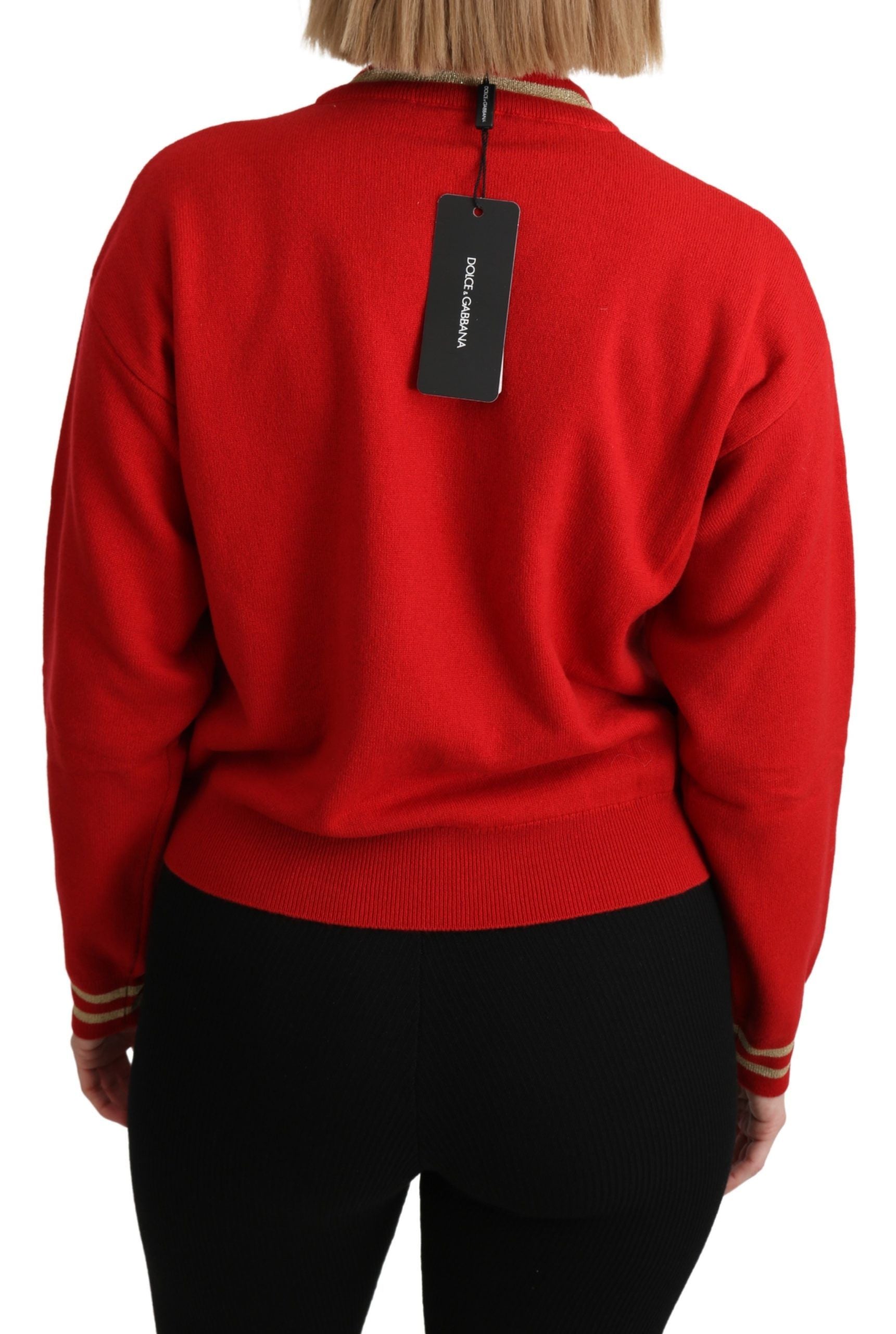 Dolce & Gabbana Roter Strickpullover aus Kaschmir in Cartoon-Optik-4