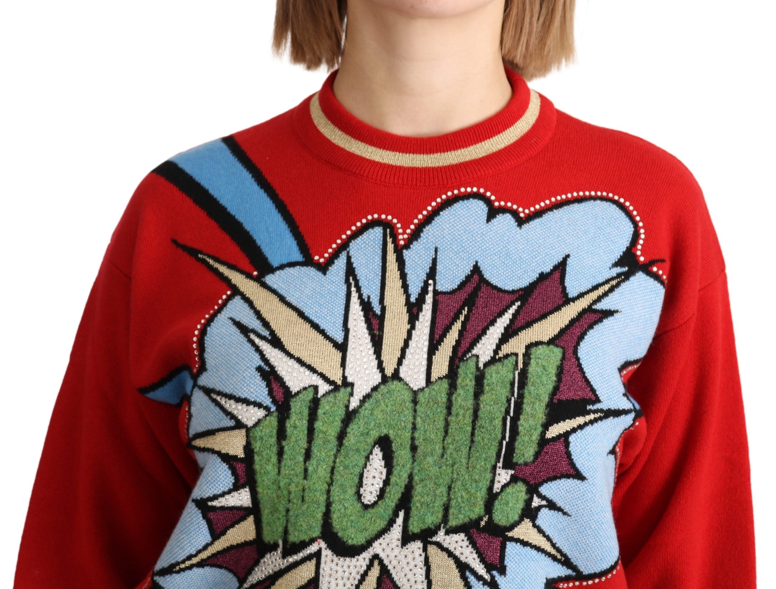 Dolce & Gabbana Roter Strickpullover aus Kaschmir in Cartoon-Optik-5