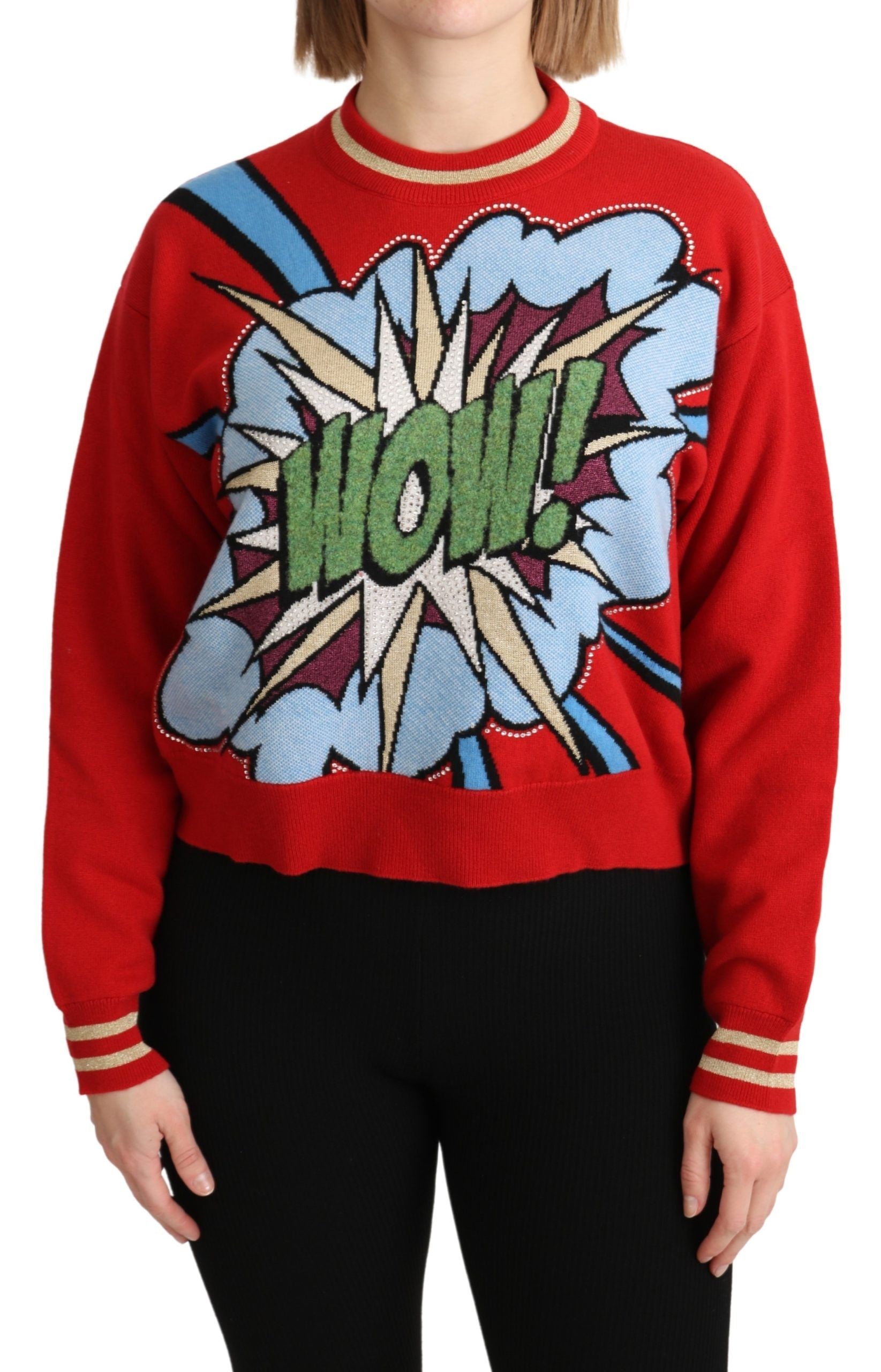 Dolce & Gabbana Roter Strickpullover aus Kaschmir in Cartoon-Optik-1