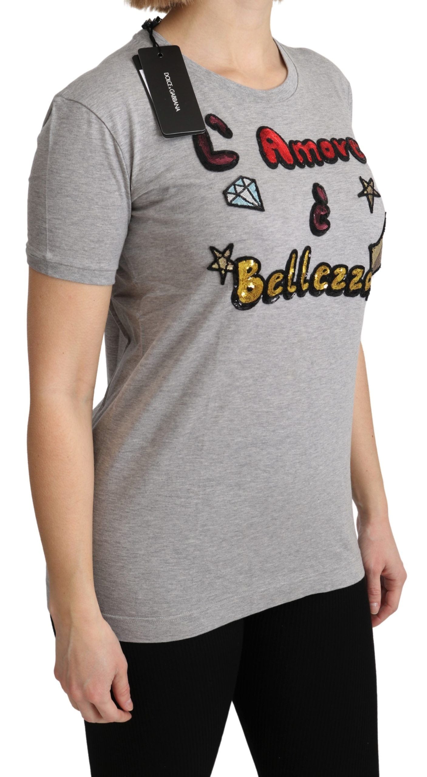 Dolce & Gabbana Gray cotton t-shirt Amore e Bellezza-2