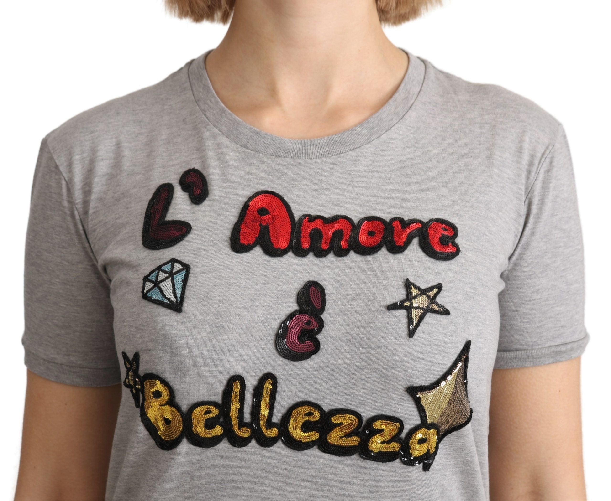 Dolce & Gabbana Gray cotton t-shirt Amore e Bellezza-5