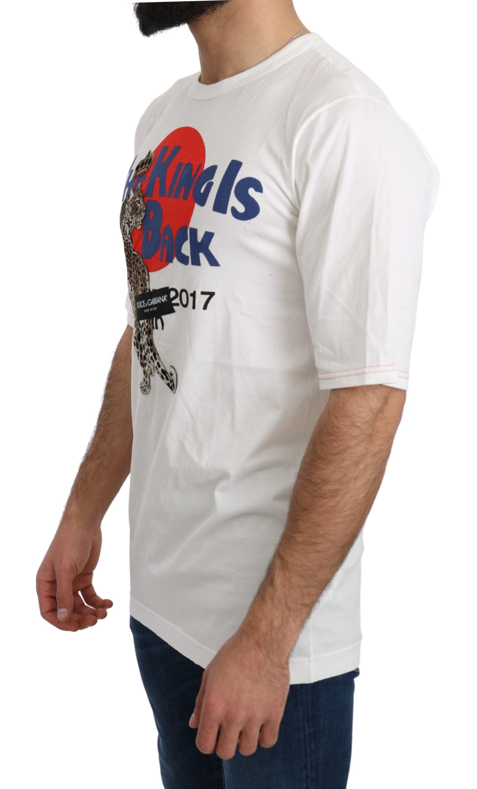 Dolce & Gabbana Weißes Leopard Royal Top T-shirt-2