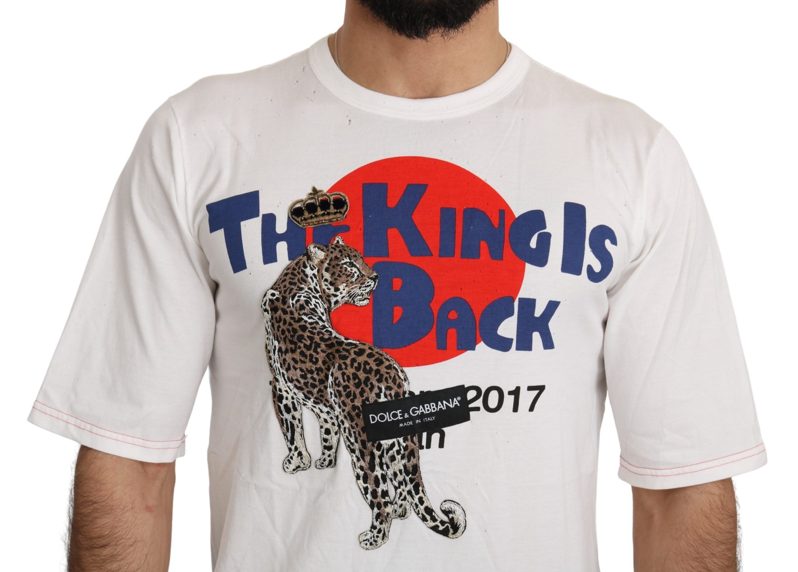 Dolce & Gabbana Weißes Leopard Royal Top T-shirt-4