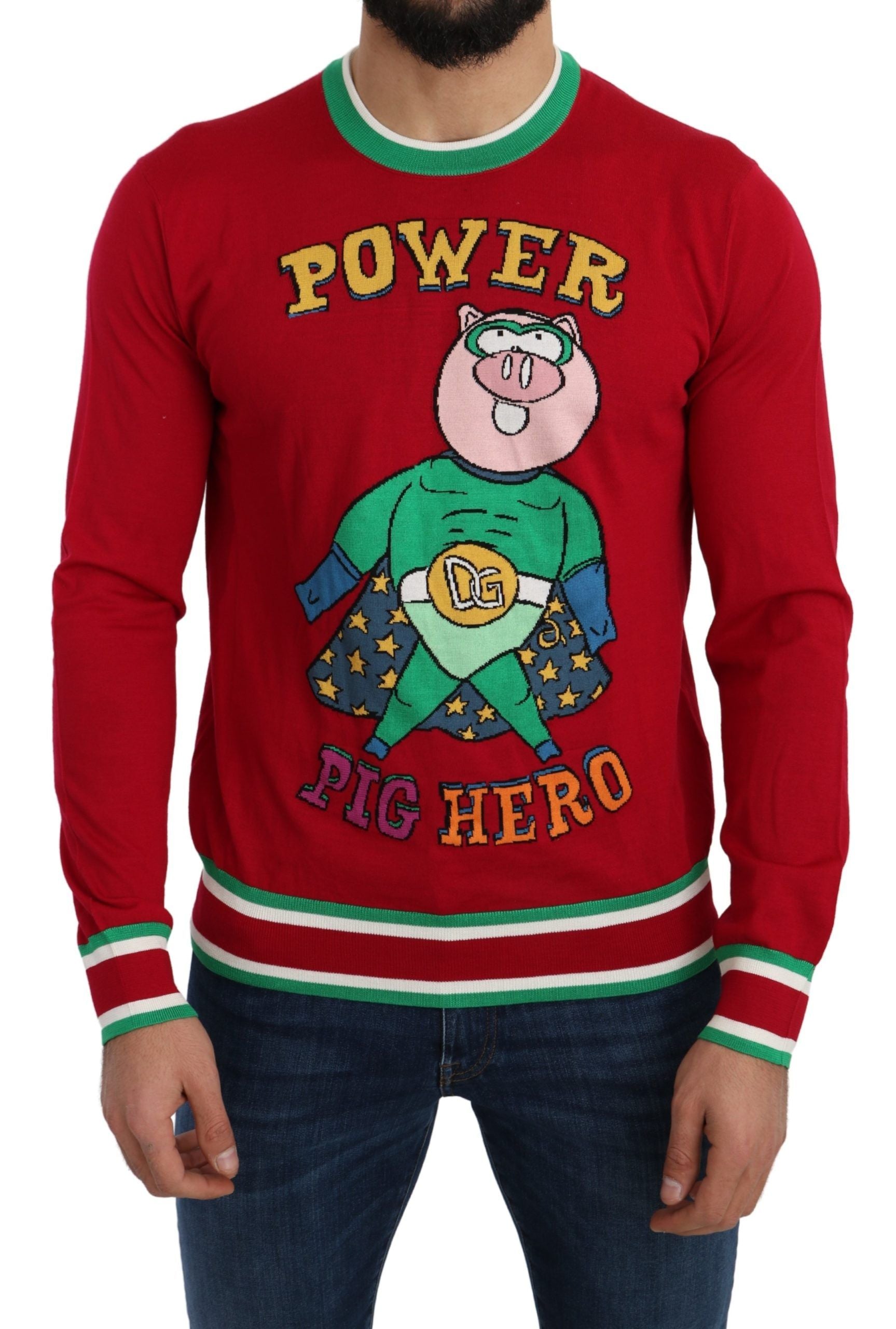Dolce & Gabbana Red Wool and Silk Sweater for the Pig of the Year