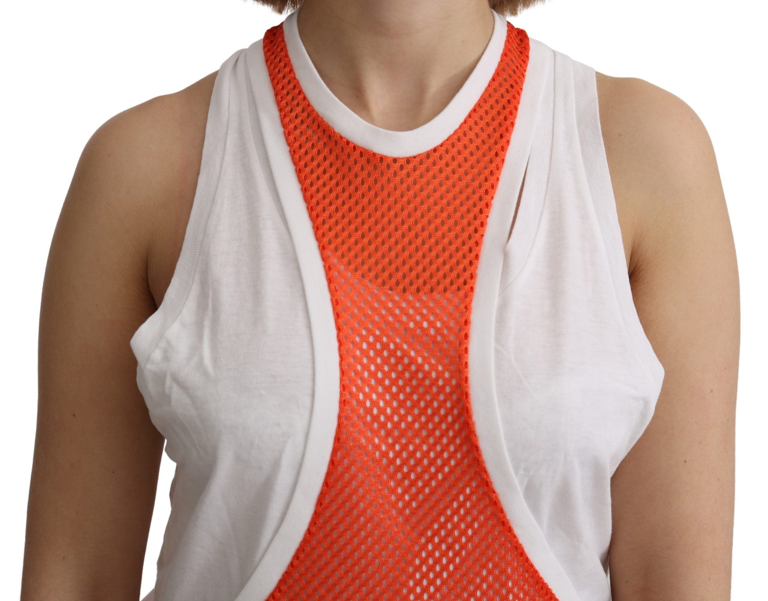 Dsquared² Orange Weißer Rundhalsausschnitt Ärmelloses Tank-T-Shirt Kleid Top-5