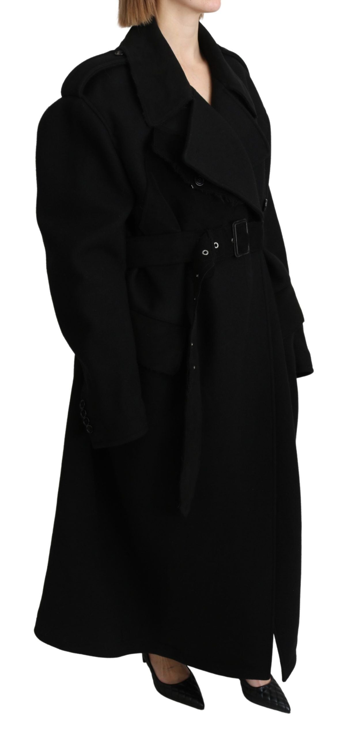 Dolce & Gabbana virgin wool black blazer trench coat jacket-2