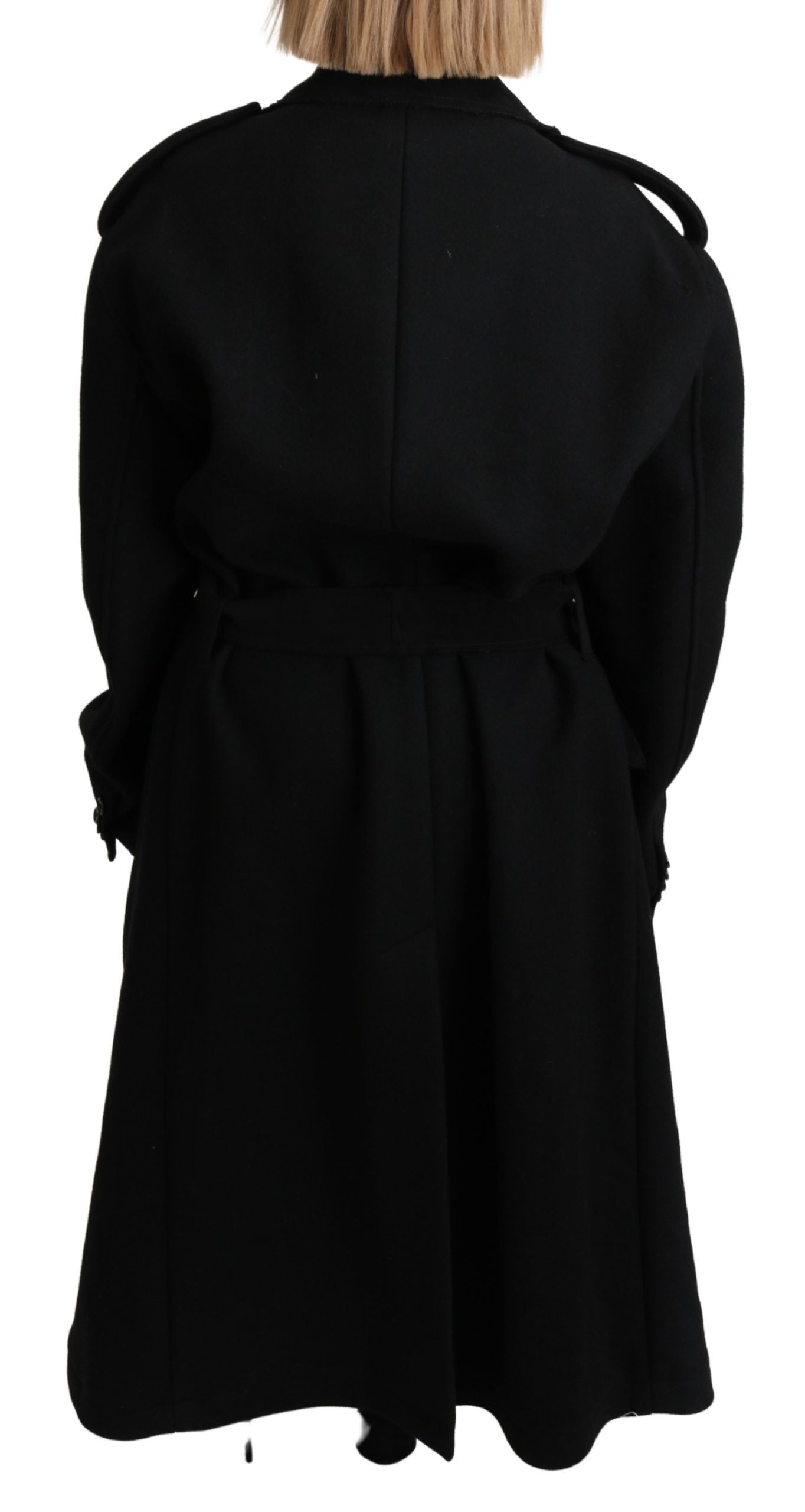 Dolce & Gabbana virgin wool black blazer trench coat jacket-4