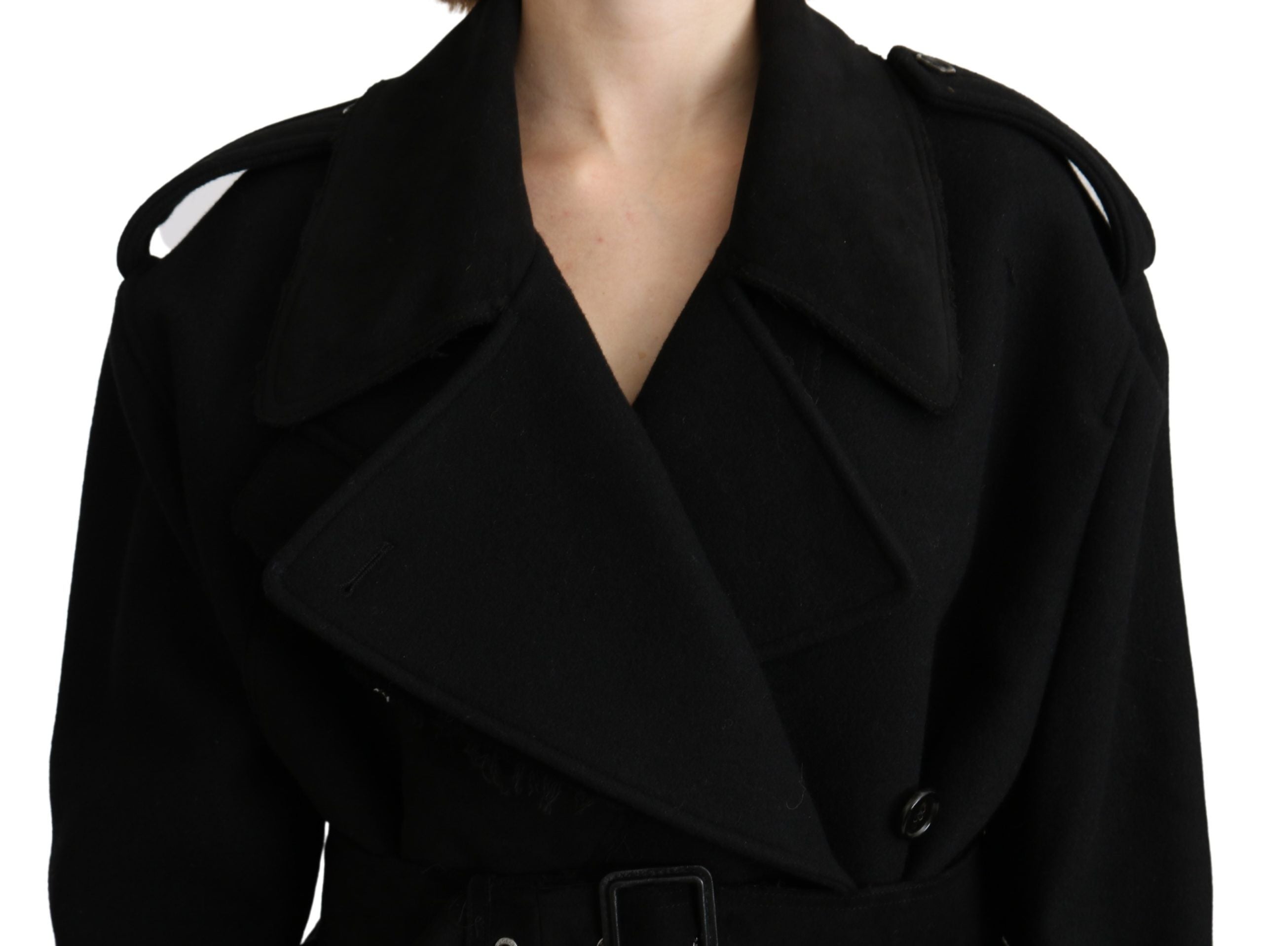 Dolce & Gabbana virgin wool black blazer trench coat jacket-5