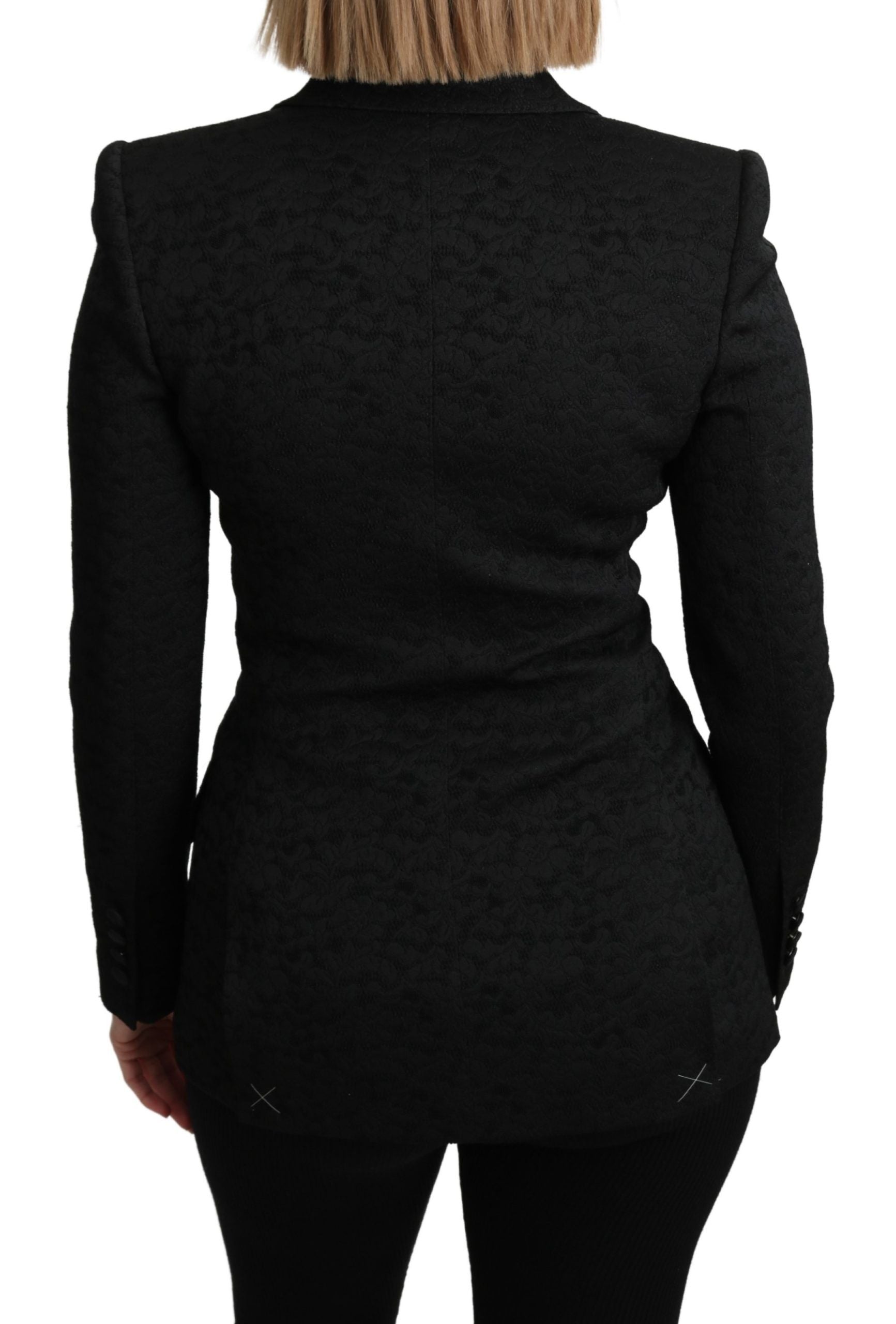 Dolce & Gabbana Schwarzer Brokat einreihiger Blazer Jacke-4