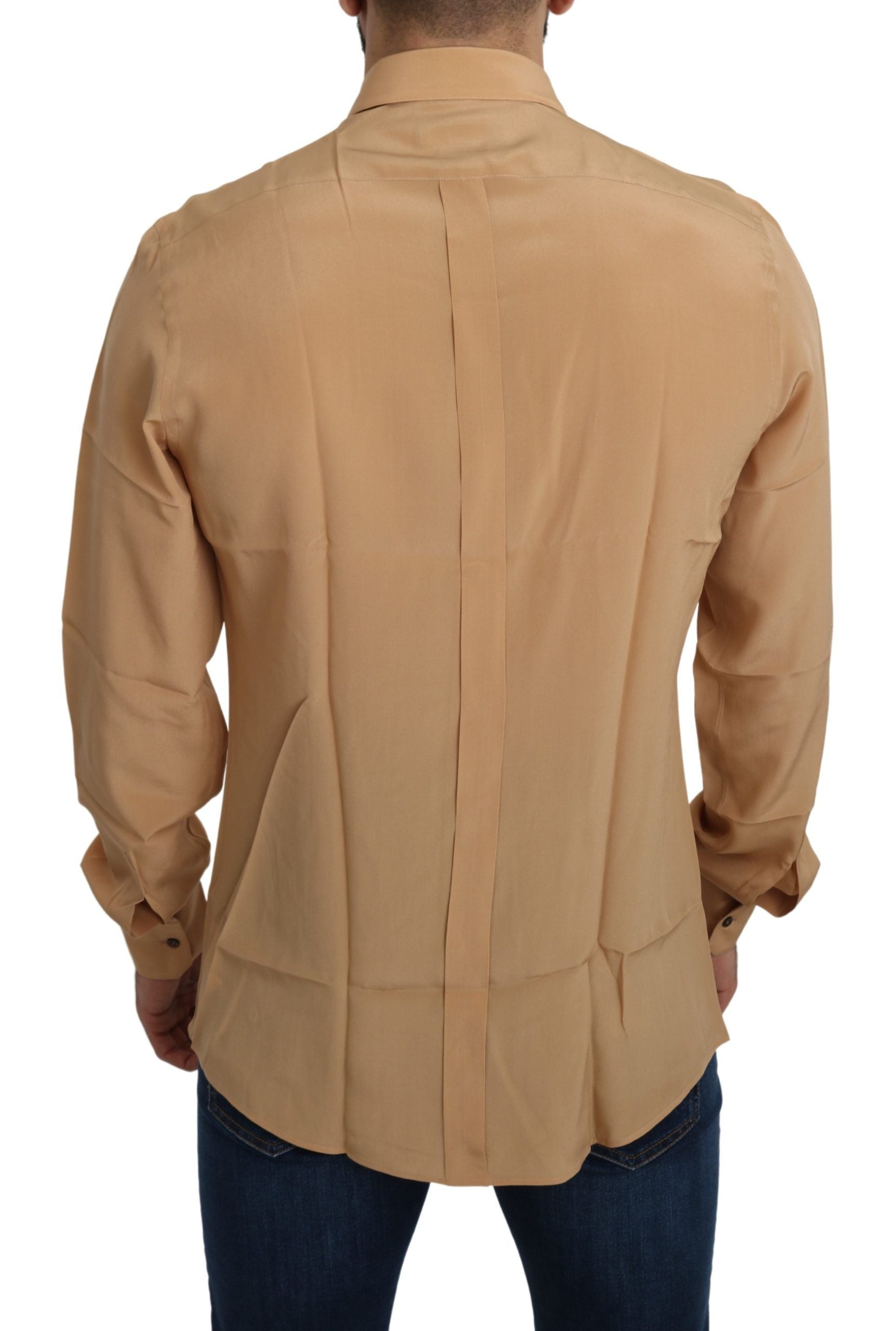 Dolce & Gabbana Yellow 100% Silk GOLD Top Slim Shirt-3