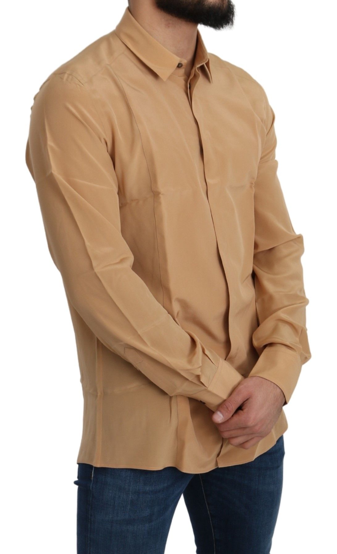 Dolce & Gabbana Yellow 100% Silk GOLD Top Slim Shirt-5