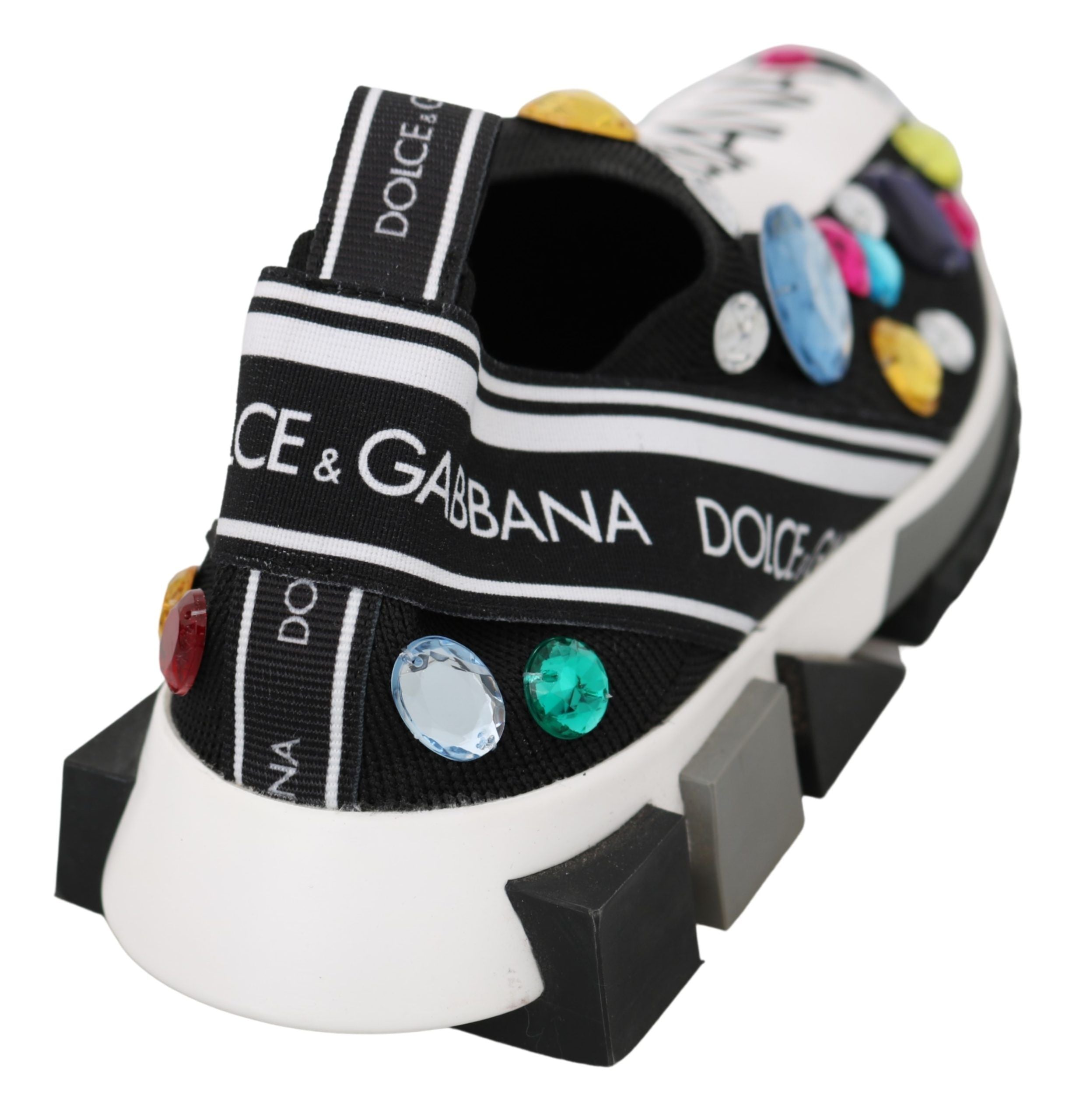 Zapatillas deportivas negras con cristales multicolor de Dolce & Gabbana-2