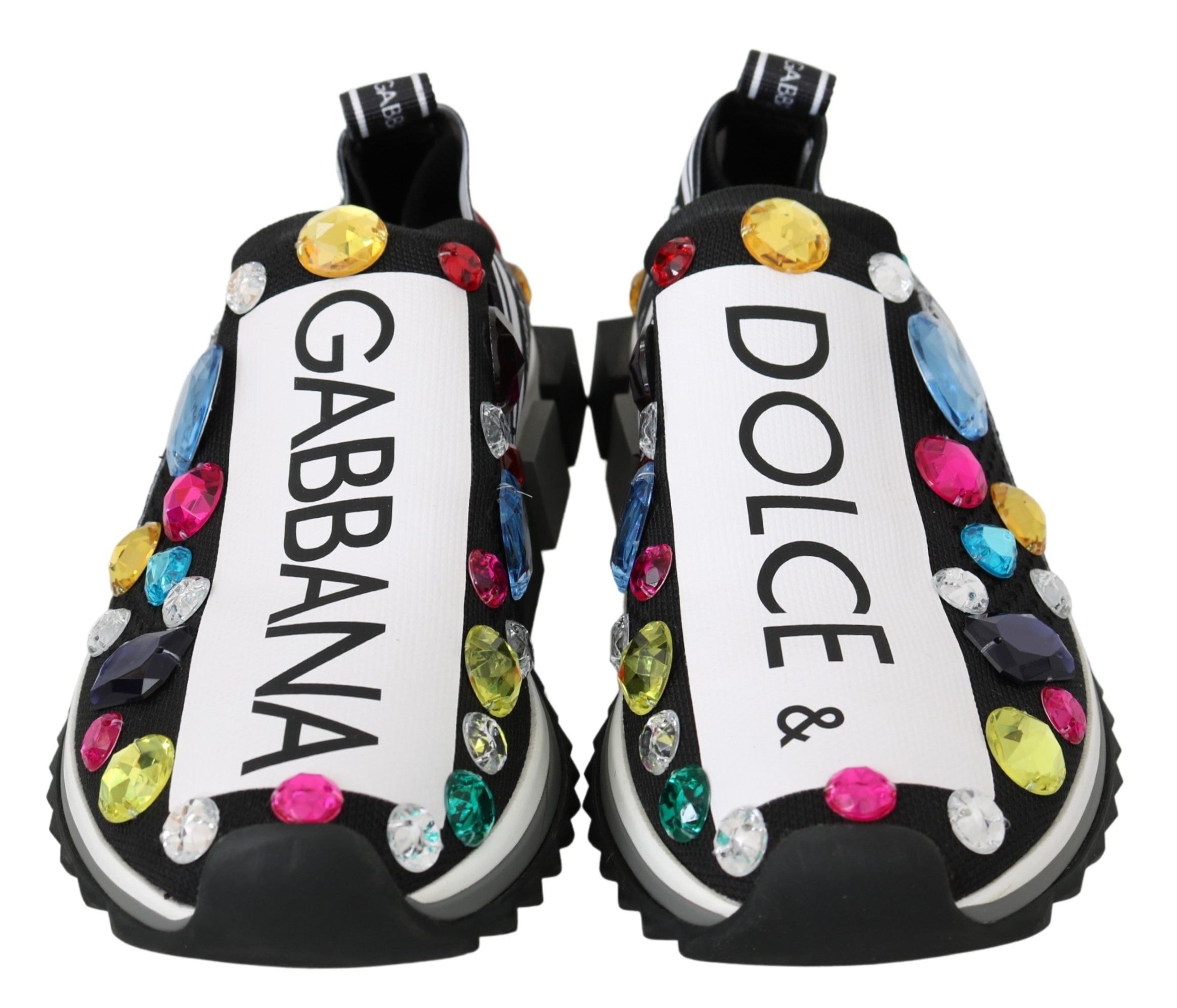Zapatillas deportivas negras con cristales multicolor de Dolce & Gabbana-3