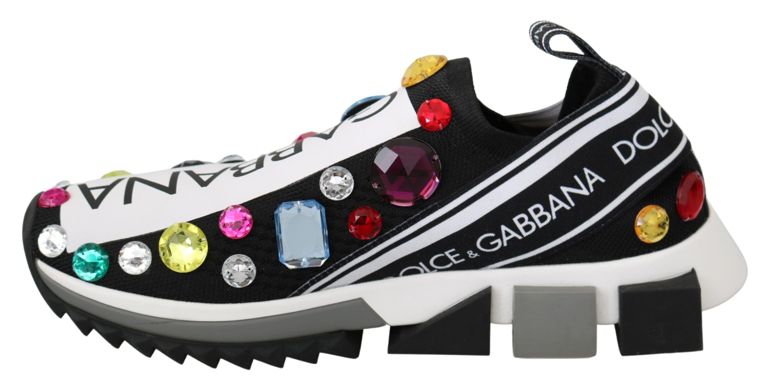Zapatillas deportivas negras con cristales multicolor de Dolce & Gabbana-5