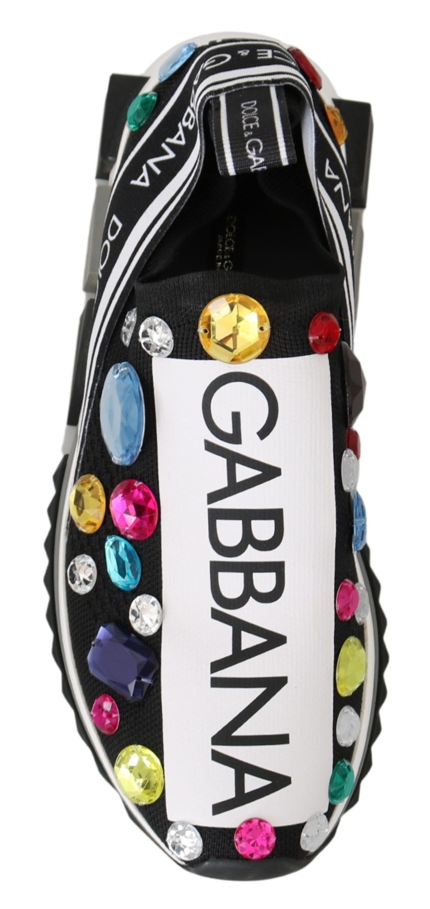 Zapatillas deportivas negras con cristales multicolor de Dolce & Gabbana-7