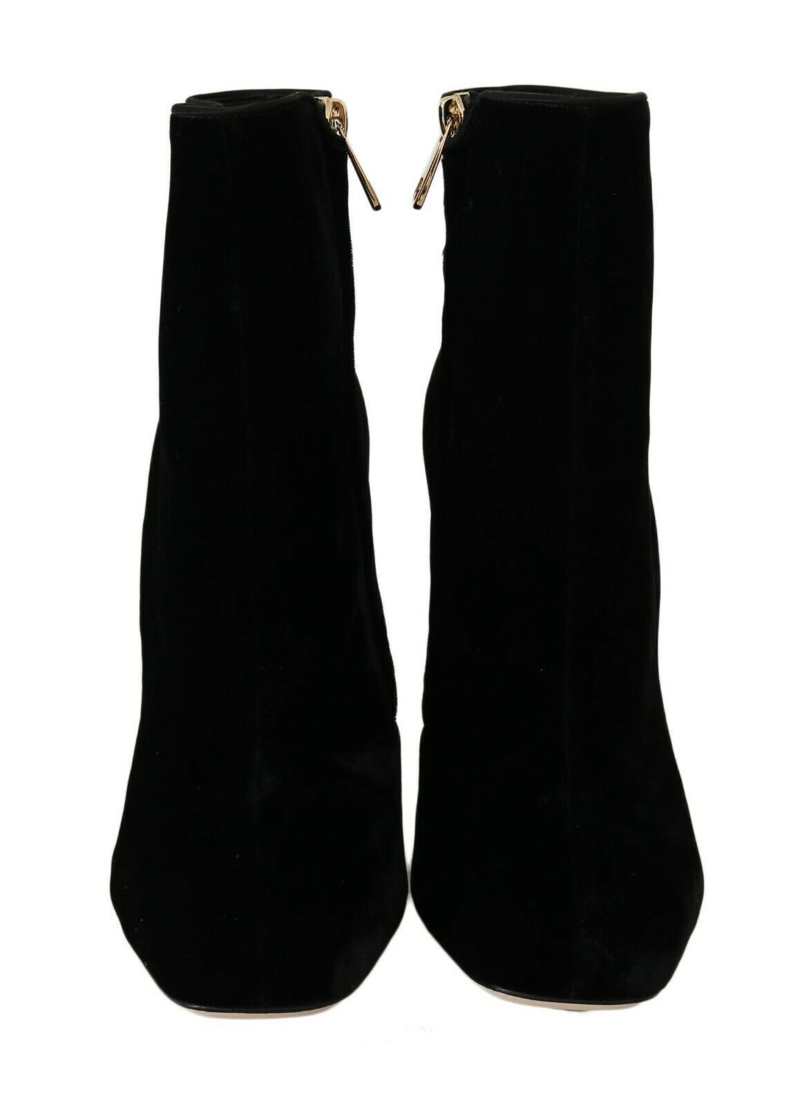 Dolce & Gabbana Schwarzer Samt Kristall Quadratische Absätze Schuhe-5