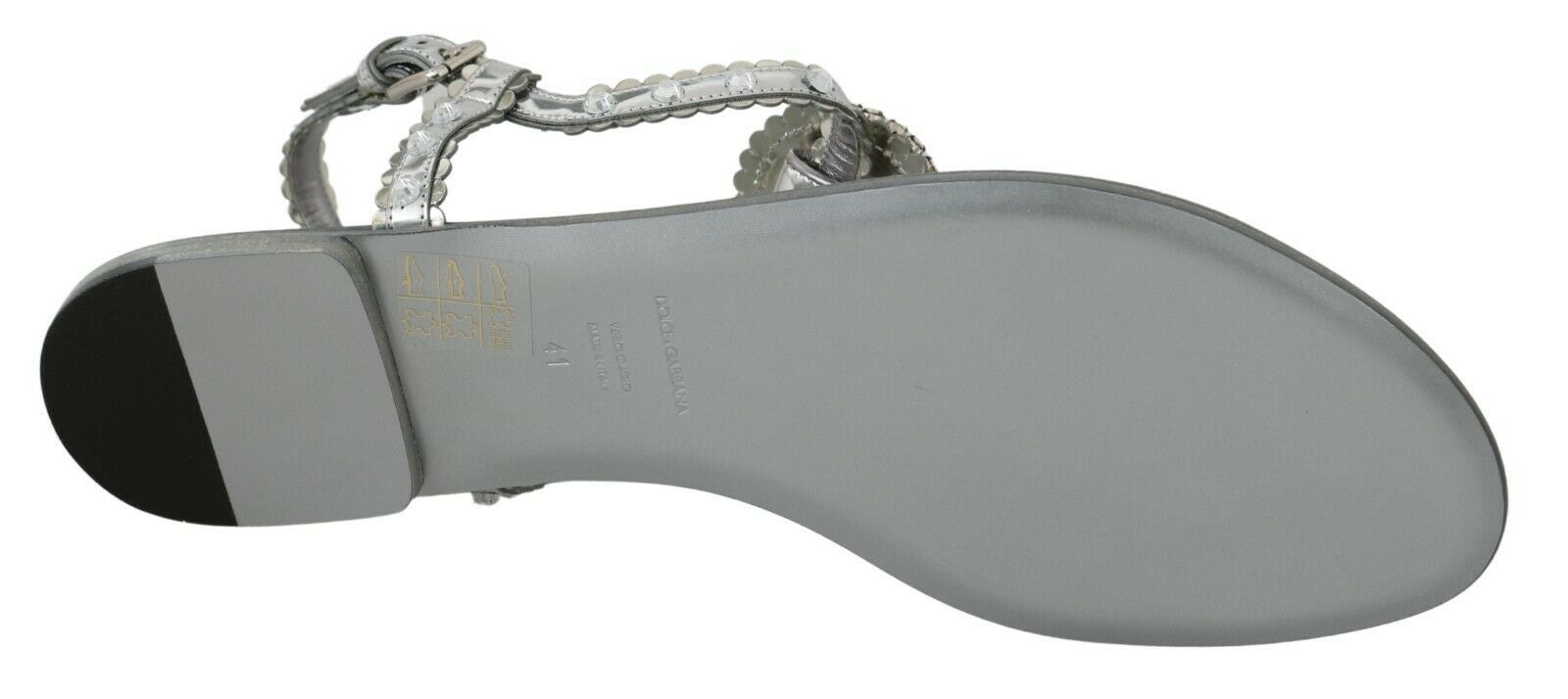 Dolce & Gabbana Silber Kristall Sandalen Flip Flops Schuhe-4