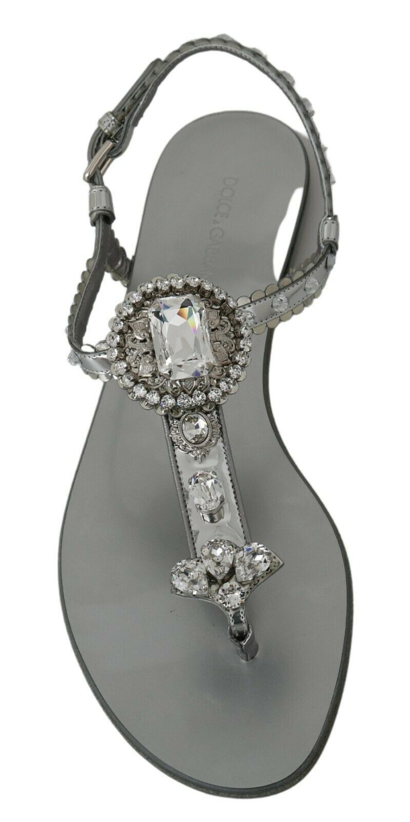 Dolce & Gabbana Silber Kristall Sandalen Flip Flops Schuhe-5