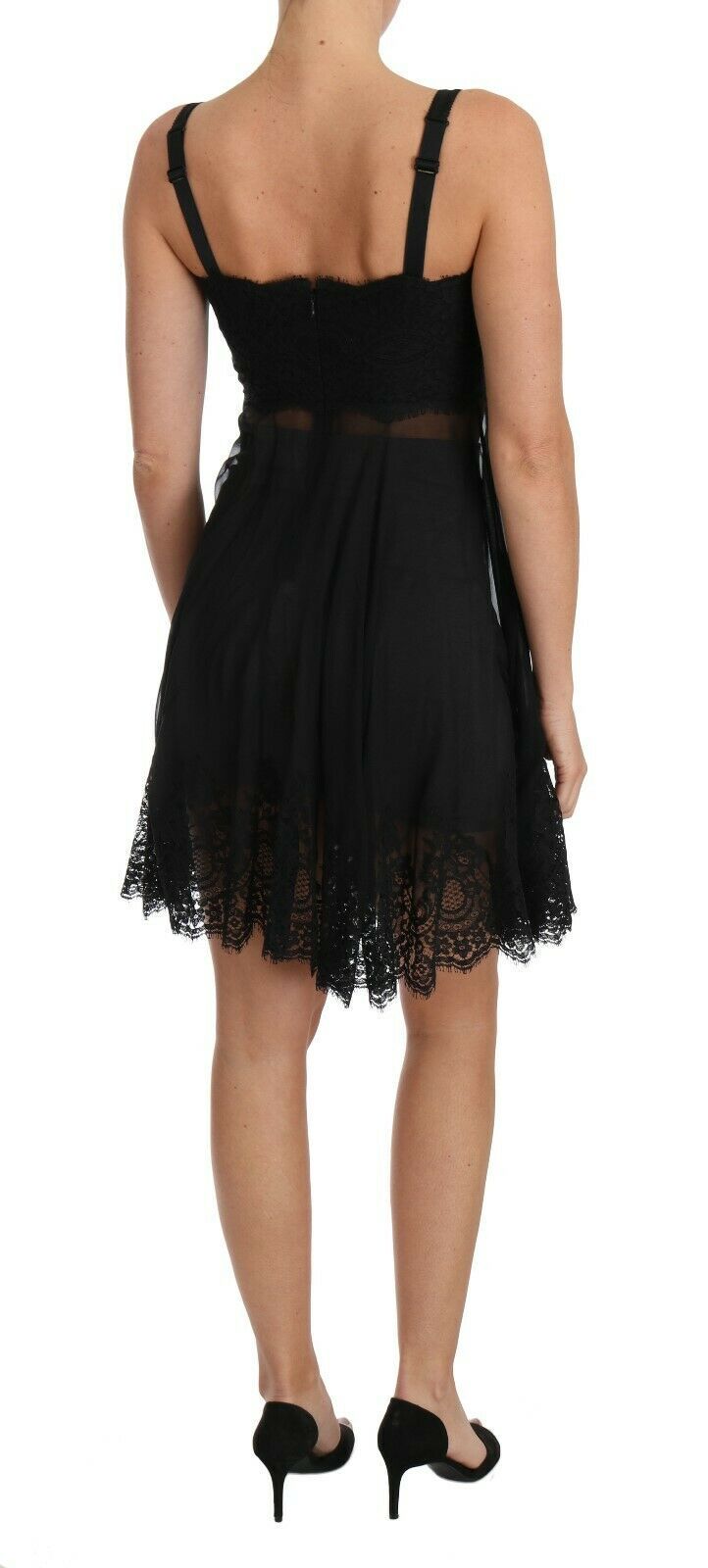 Dolce & Gabbana Black Silk Lace Dress Chemise Lingerie-3
