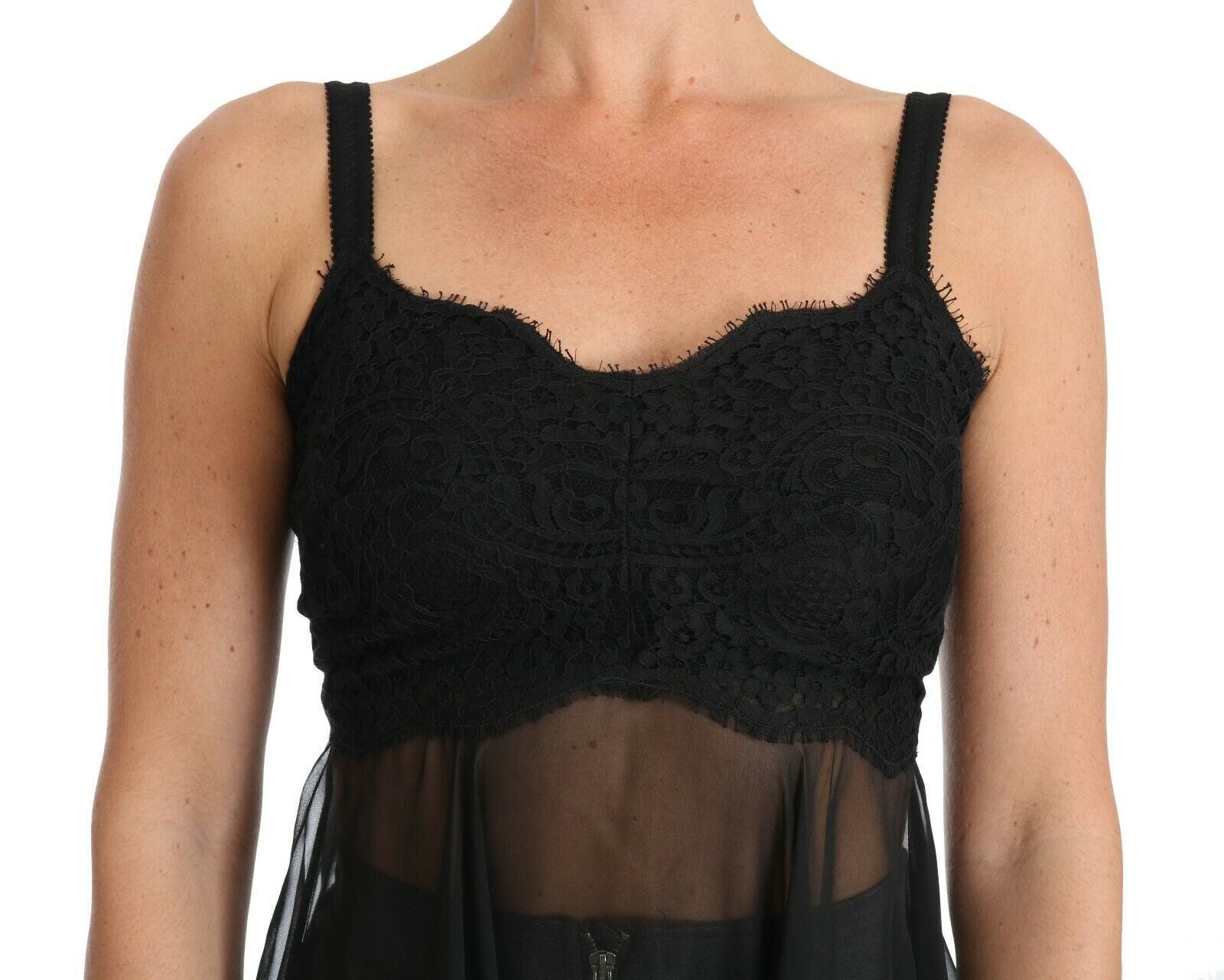 Dolce & Gabbana Black Silk Lace Dress Chemise Lingerie-4