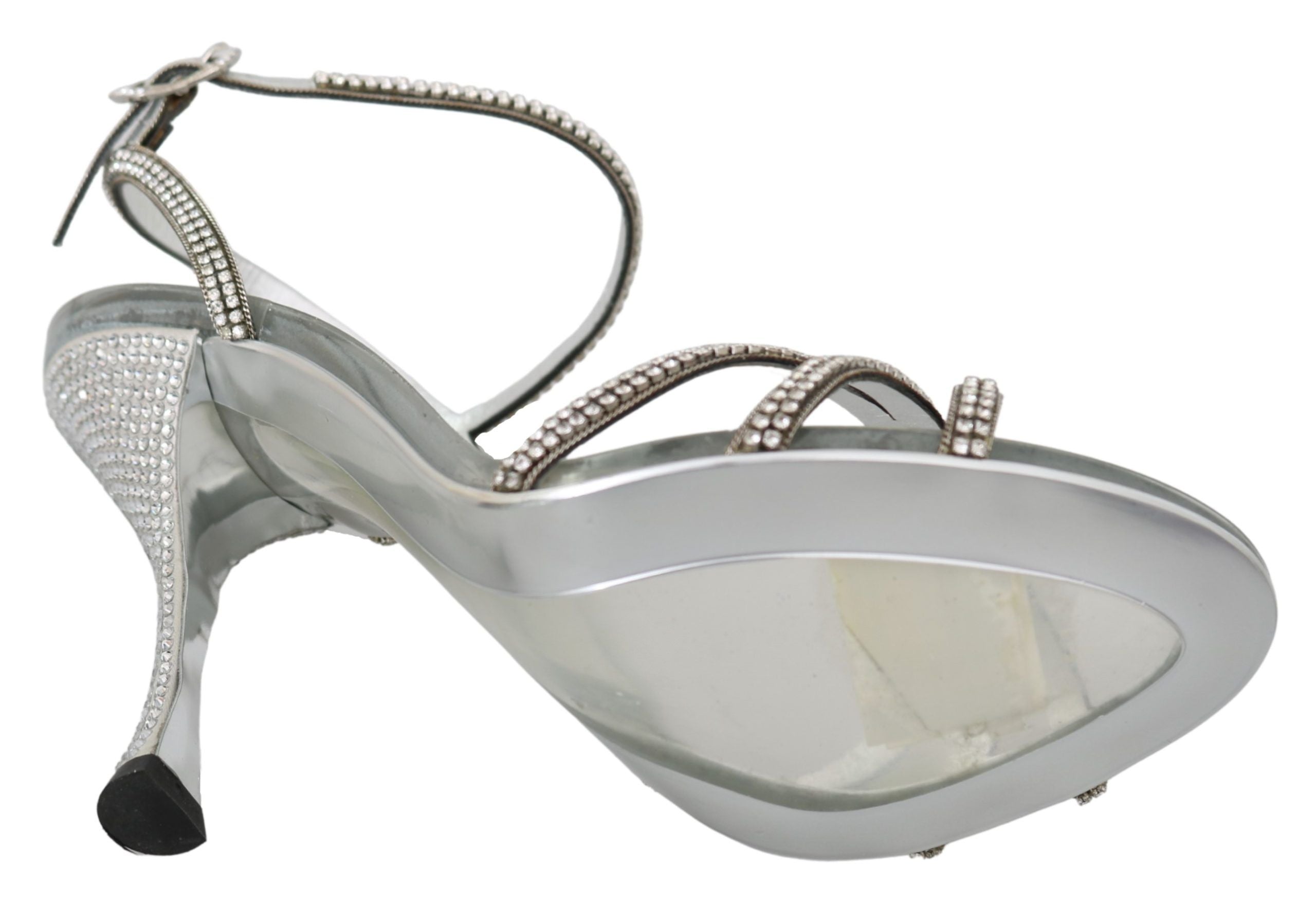 Dolce & Gabbana Silver Crystal Ankle Strap Sandals Shoes-2