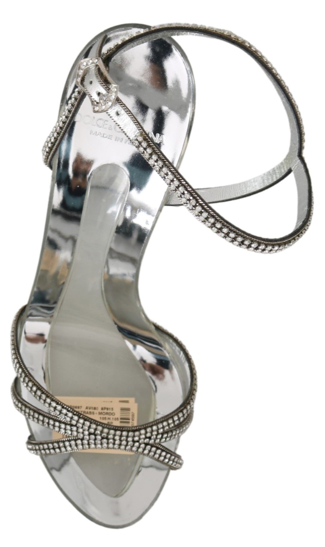 Dolce & Gabbana Silver Crystal Ankle Strap Sandals Shoes-3