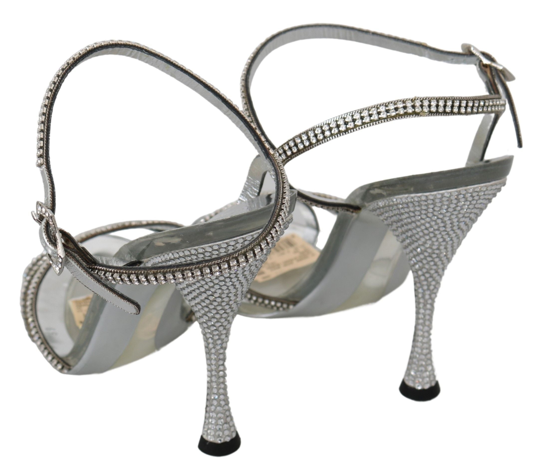 Dolce & Gabbana Silver Crystal Ankle Strap Sandals Shoes-6