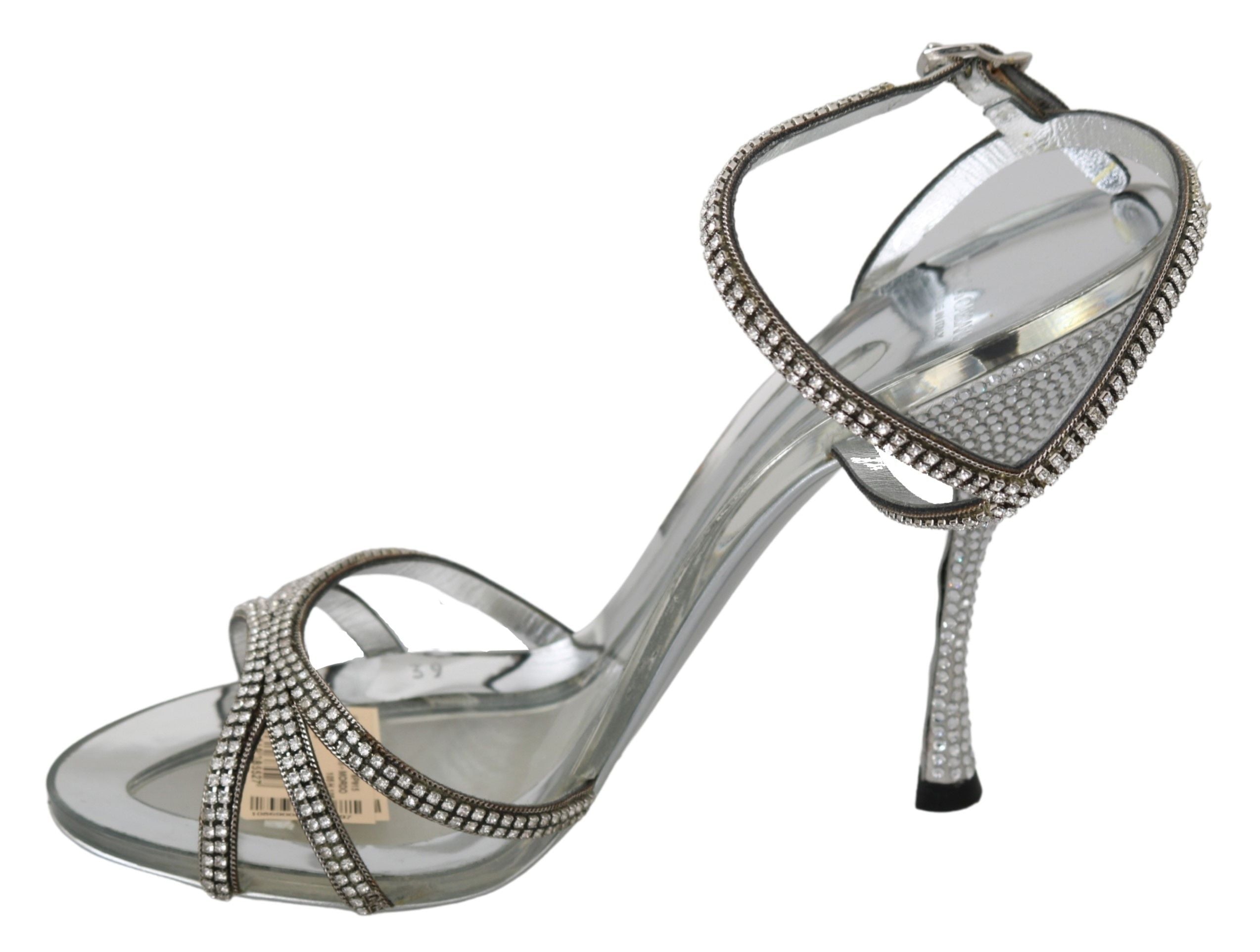 Dolce & Gabbana Silver Crystal Ankle Strap Sandals Shoes-7