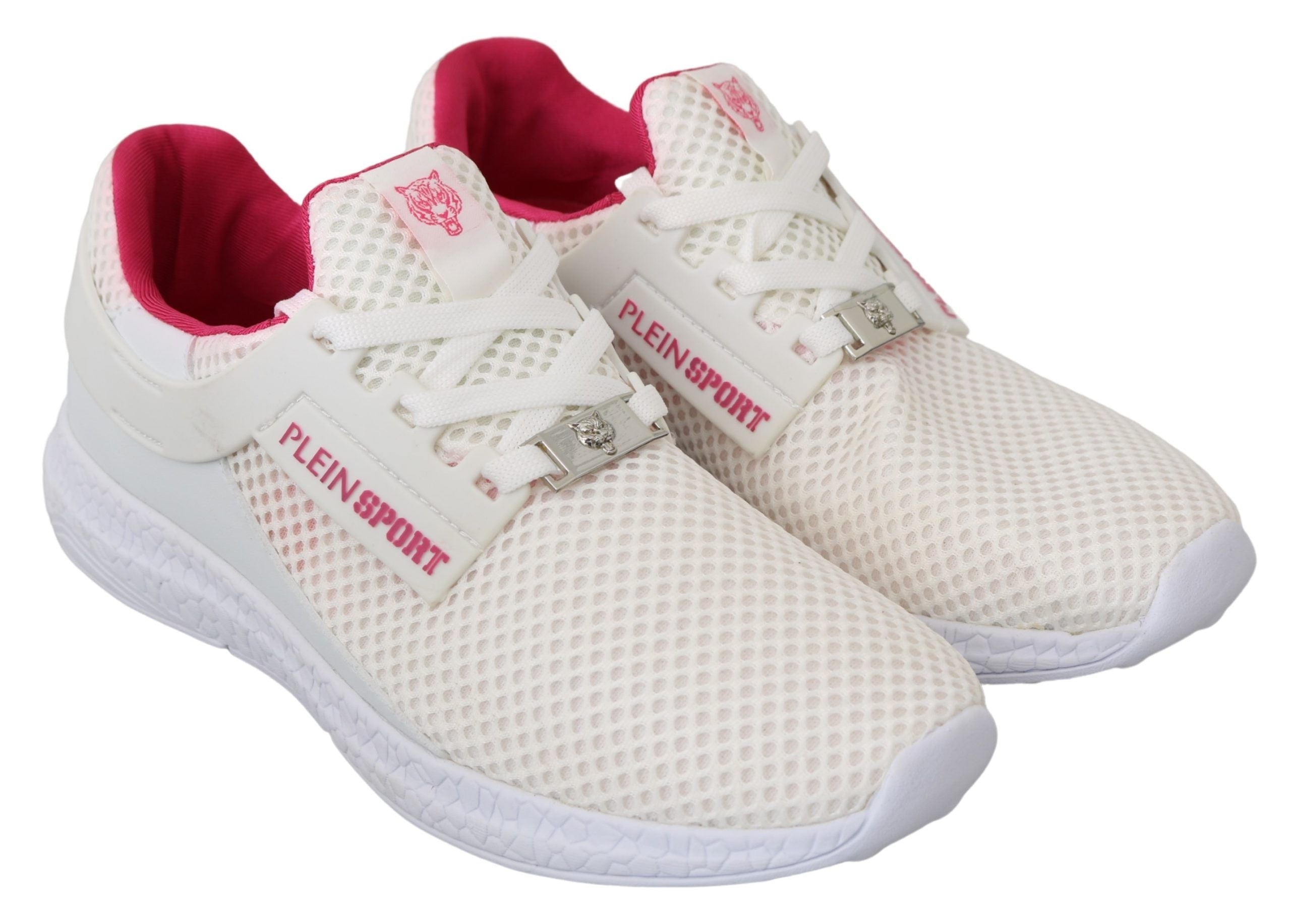 Philipp Plein White Pink Polyester Becky Sneakers Shoes-5