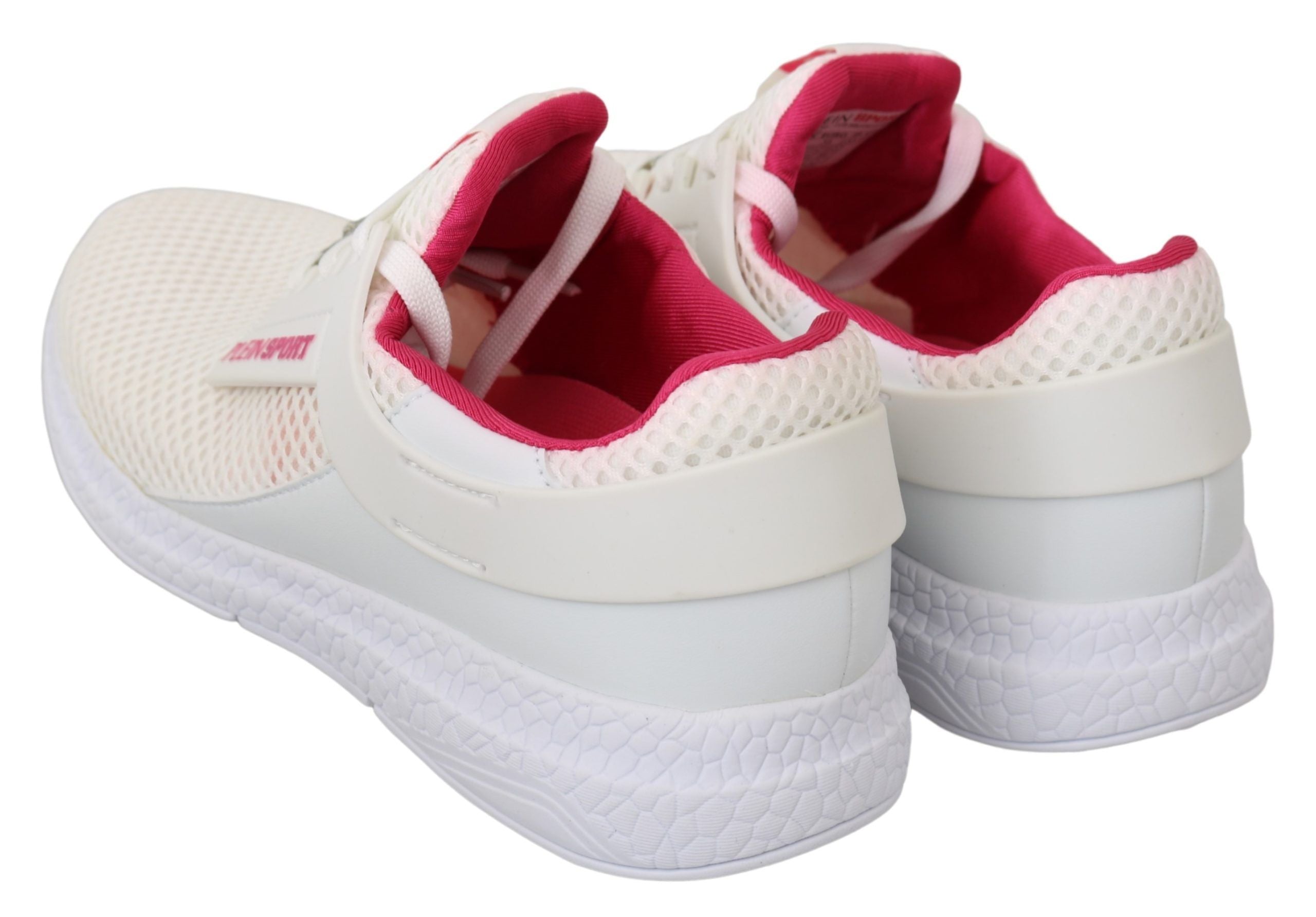Philipp Plein White Pink Polyester Becky Sneakers Shoes-6