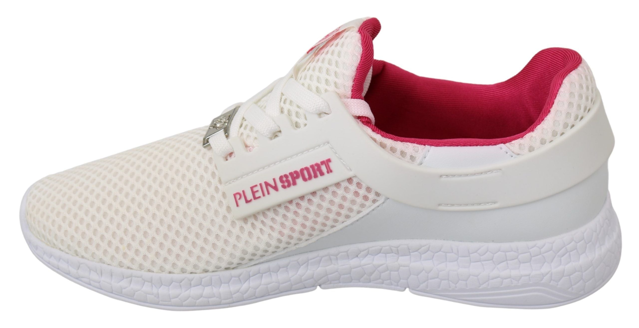 Philipp Plein White Pink Polyester Becky Sneakers Shoes-7