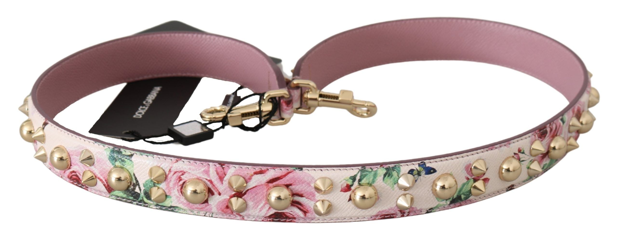 Dolce & Gabbana Rosa geblümtes Leder Nieten Accessoire Schulterriemen-3