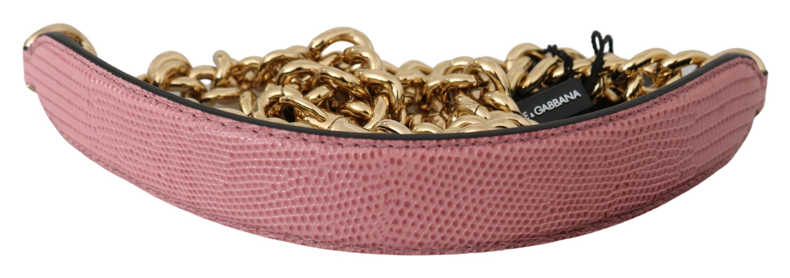 Correa de hombro con cadena dorada y cuero rosa de Dolce & Gabbana-2