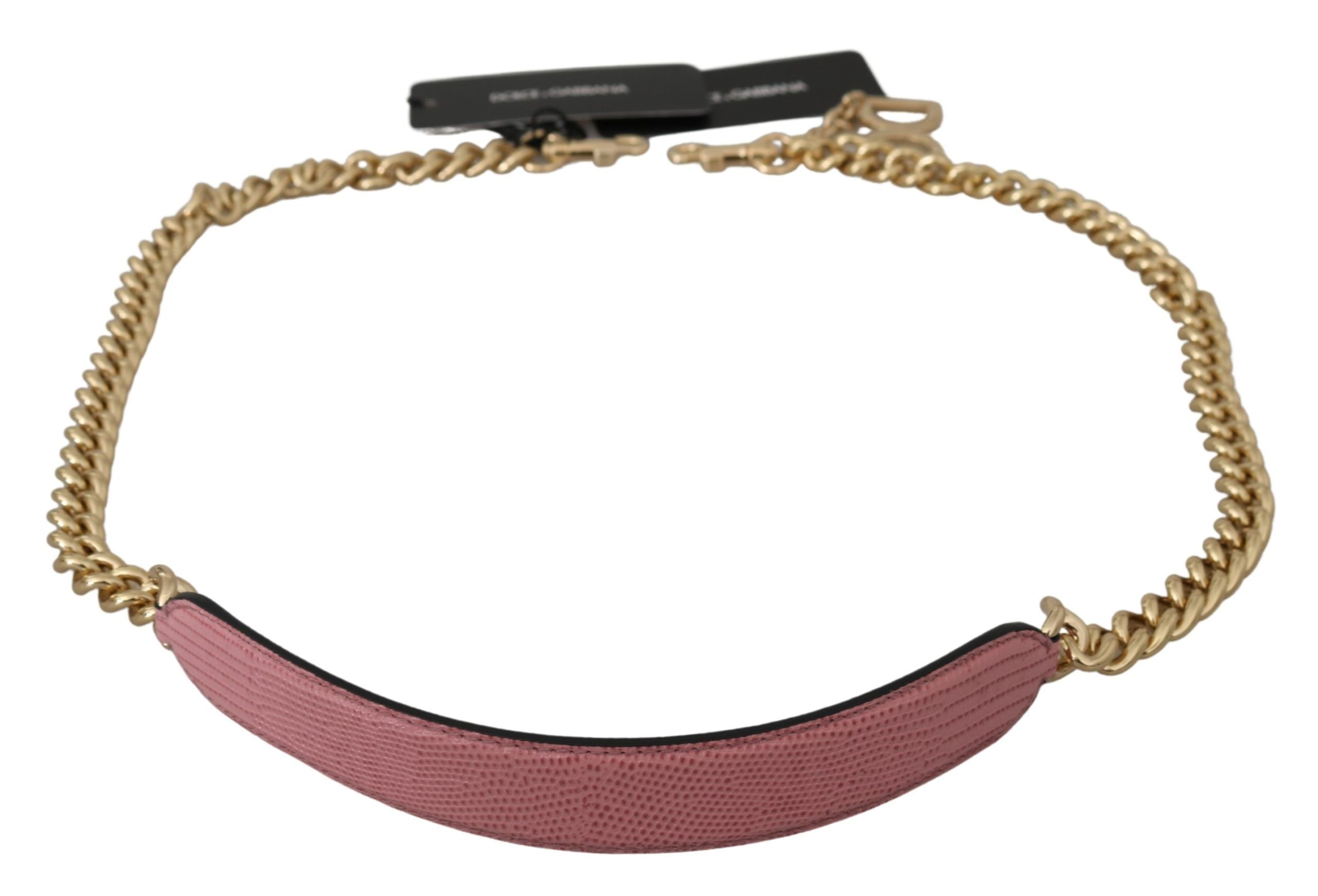 Correa de hombro con cadena dorada y cuero rosa de Dolce & Gabbana-1