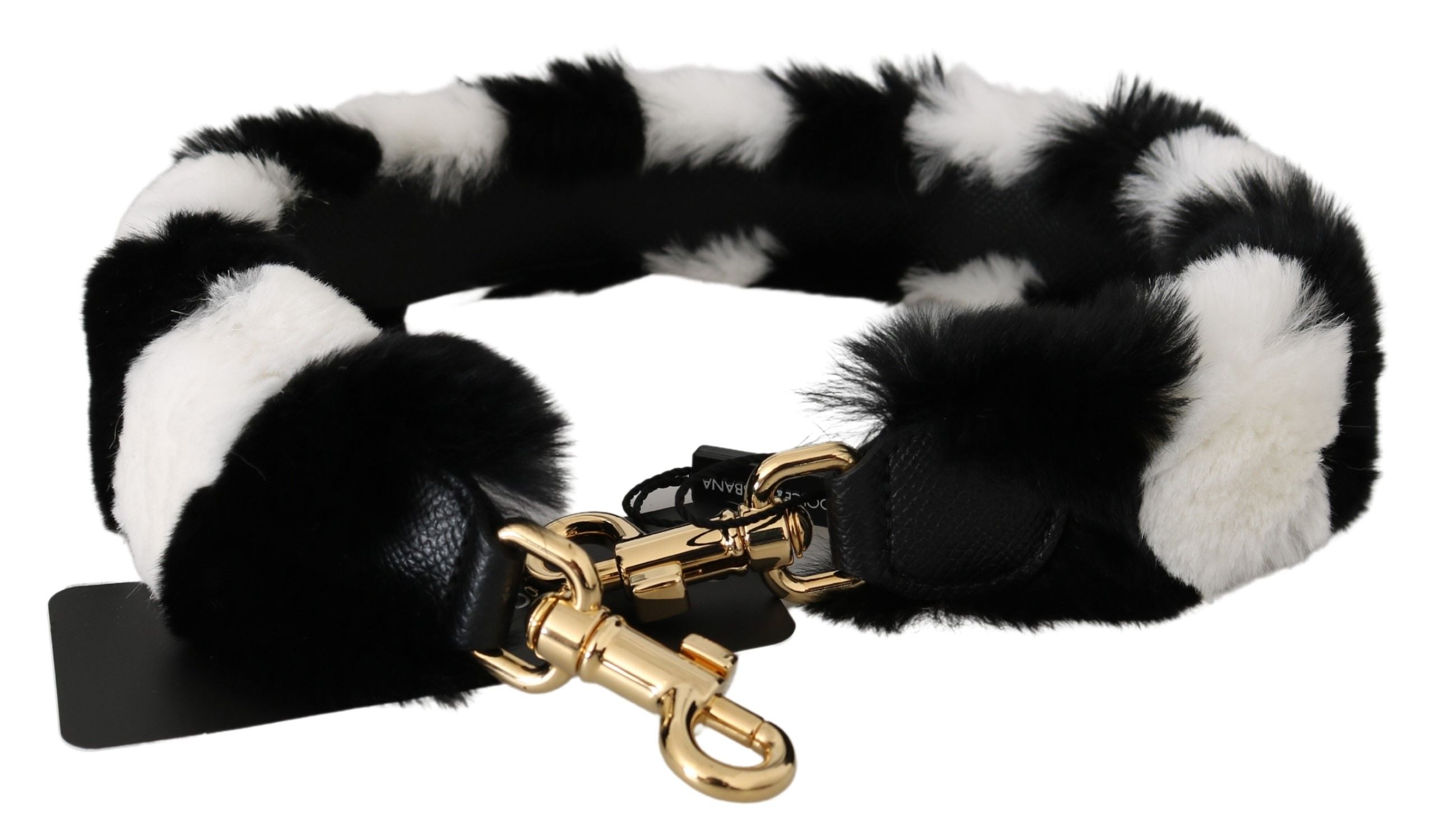 Correa de hombro con accesorio de piel de conejo blanco y negro de Dolce & Gabbana-2