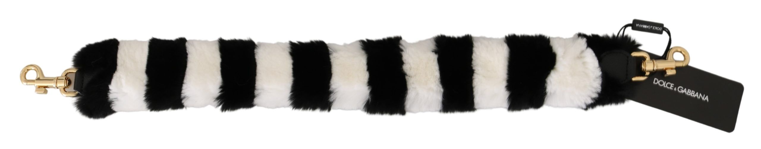 Correa de hombro con accesorio de piel de conejo blanco y negro de Dolce & Gabbana-3