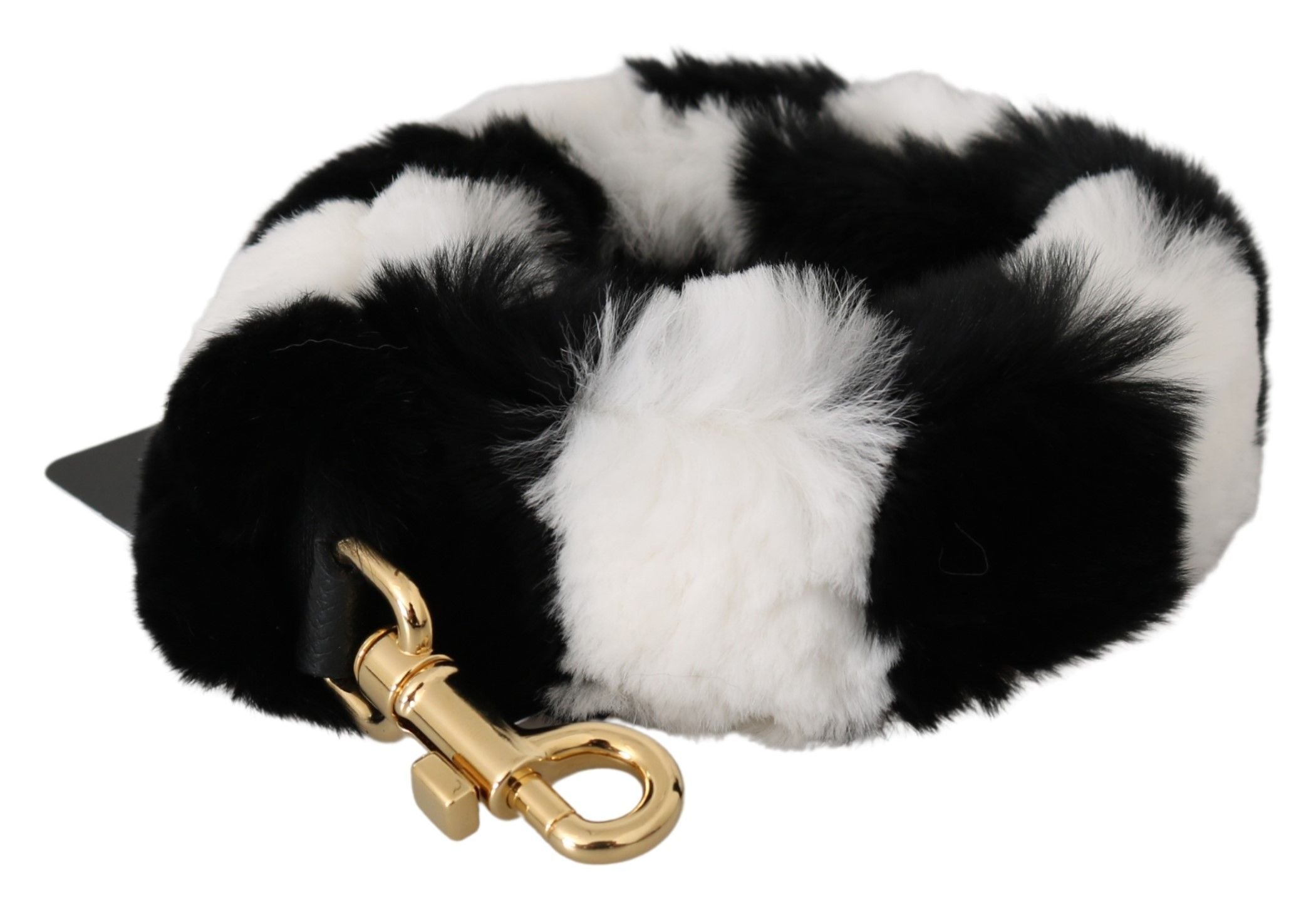 Correa de hombro con accesorio de piel de conejo blanco y negro de Dolce & Gabbana-1