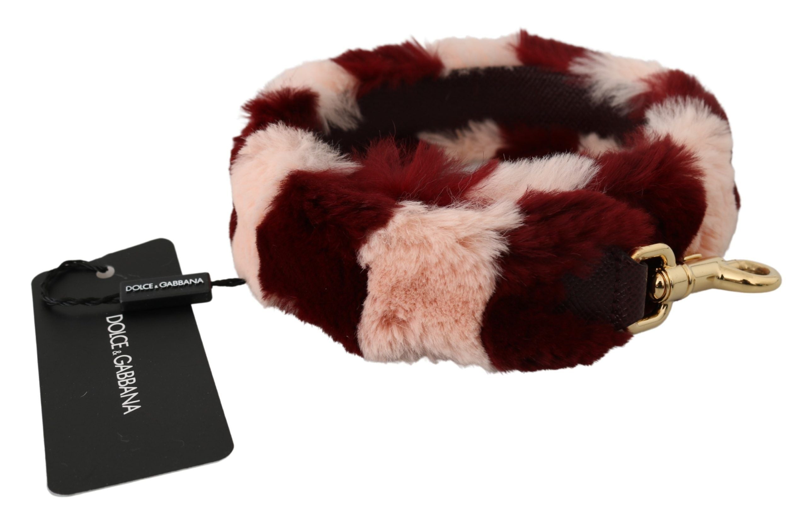 Dolce & Gabbana Pink Red Lapin Fur Accessory Shoulder Strap-2