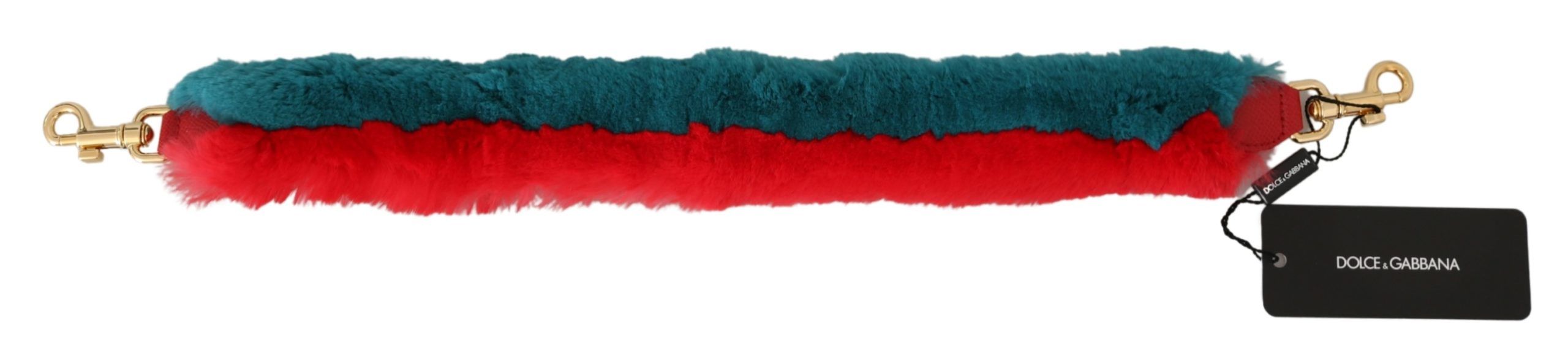Dolce & Gabbana Red Blue Rabbit Fur Leather Shoulder Strap-3