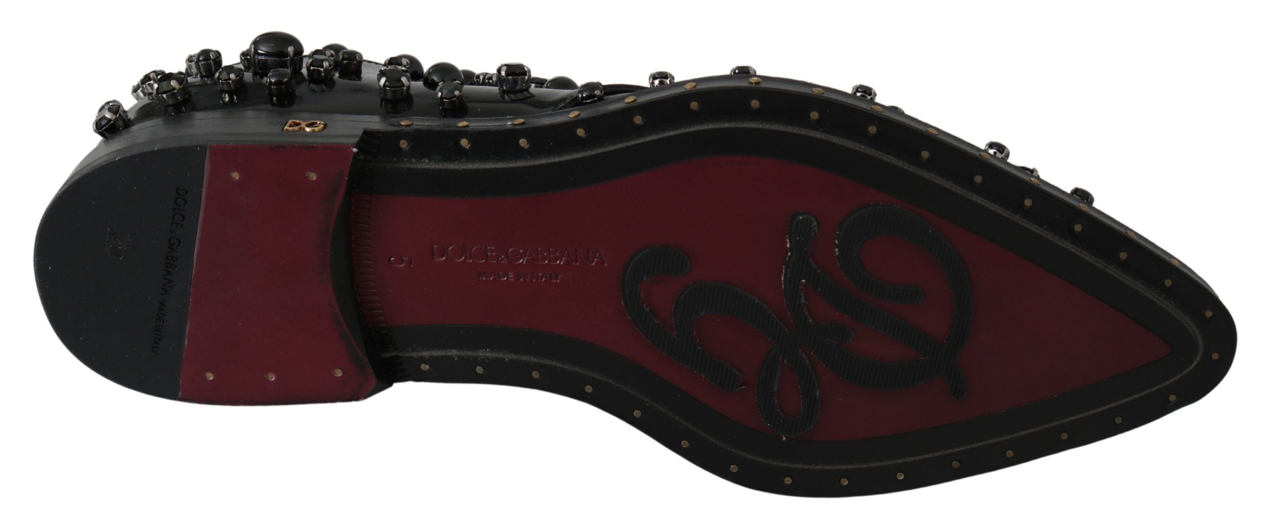 Dolce & Gabbana Schwarz Leder Kristalle Kleid Broque Schuhe-7