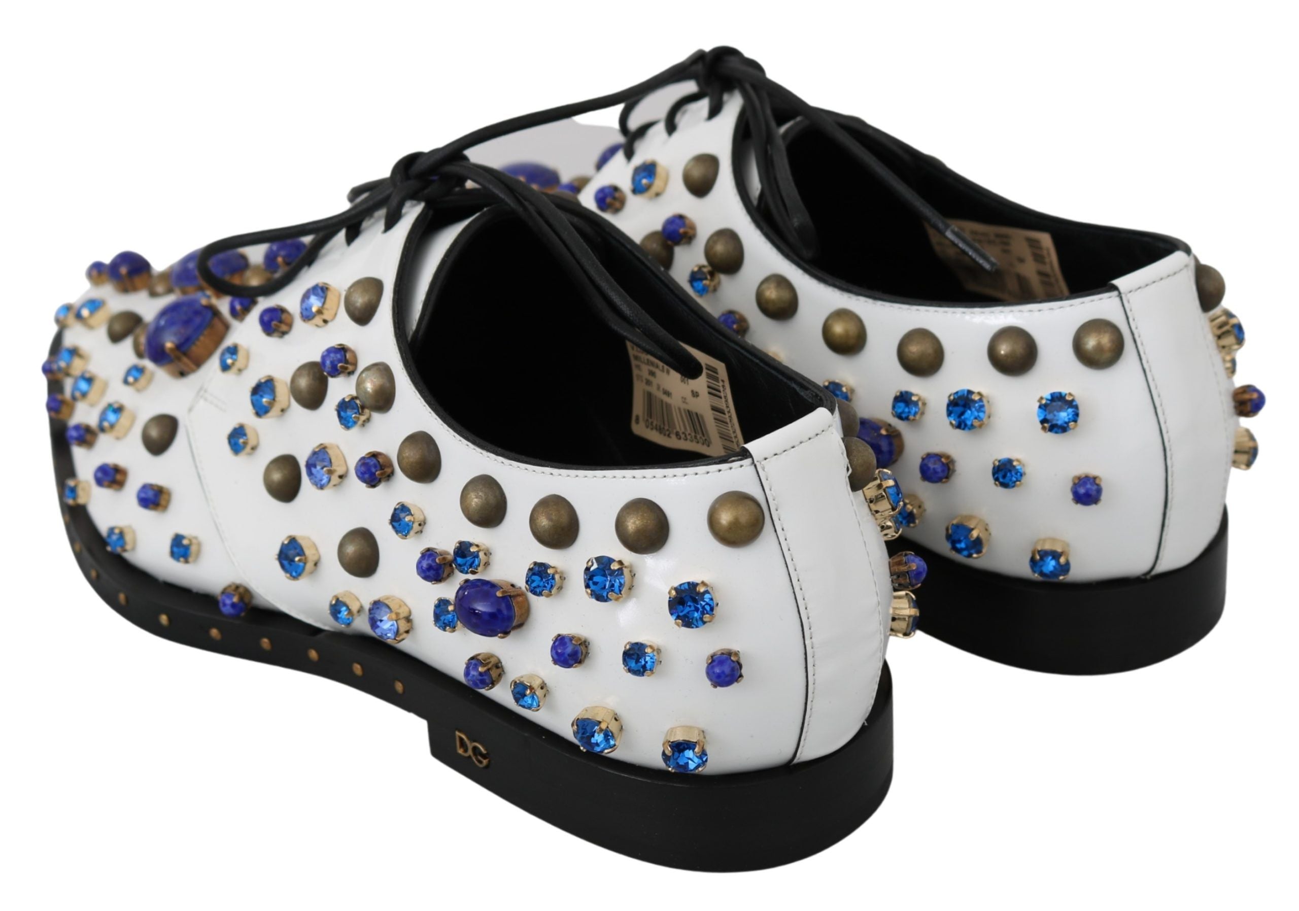 Zapatos de vestir con cristales y cuero blanco de Dolce & Gabbana Broque-4