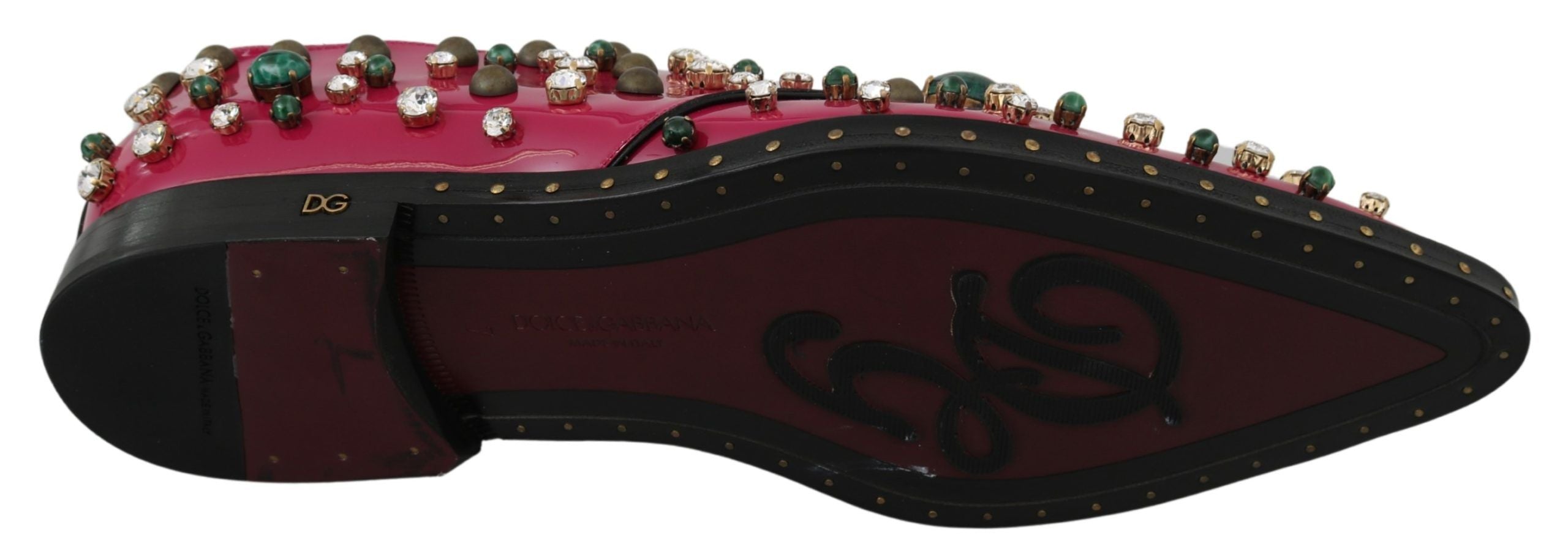Dolce & Gabbana Pink Leather Crystals Dress Broque Shoes-2