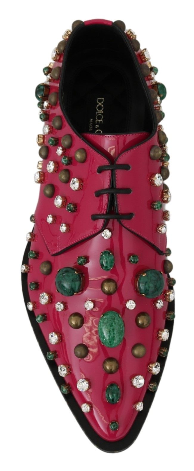 Dolce & Gabbana Pink Leather Crystals Dress Broque Shoes-3