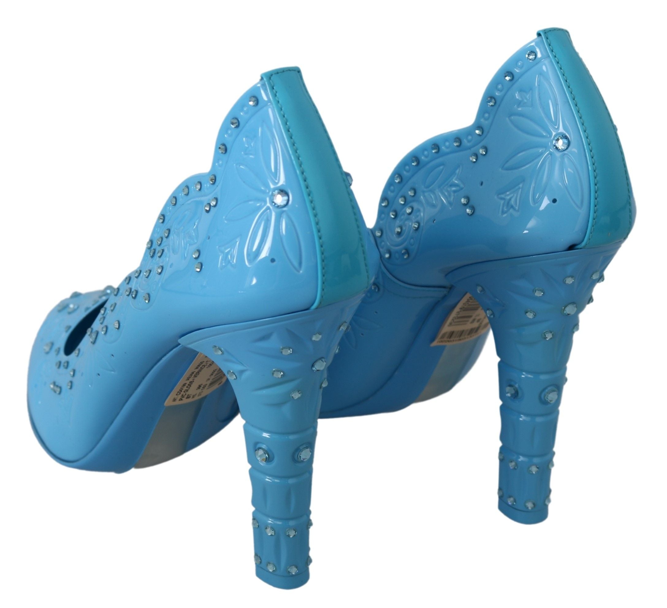 Zapatos de tacón estilo Cenicienta con diseño floral de cristal azul de Dolce & Gabbana-6