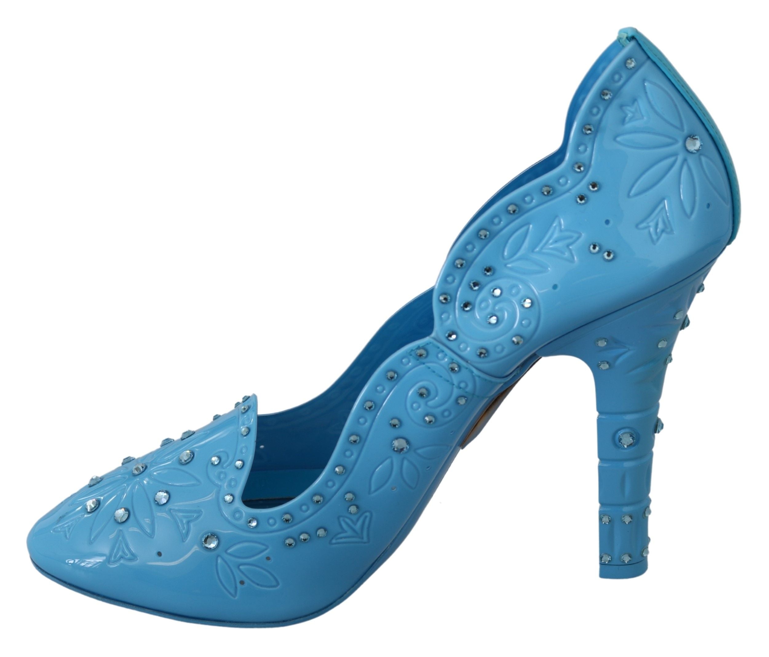 Zapatos de tacón estilo Cenicienta con diseño floral de cristal azul de Dolce & Gabbana-7