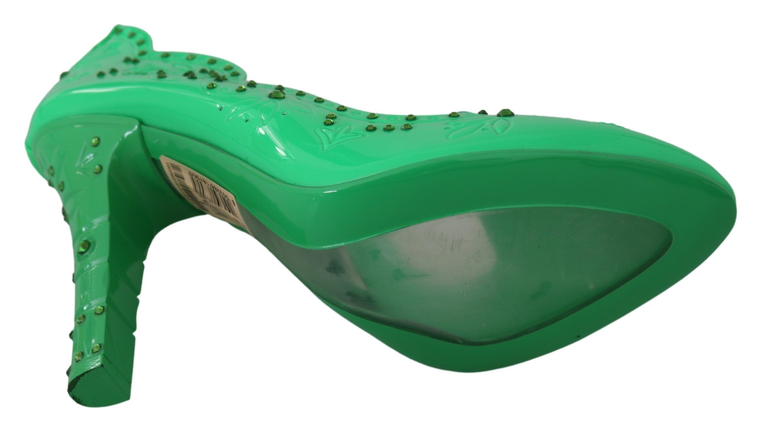 Dolce & Gabbana Green Crystal Floral Heels CINDERELLA Shoes-2