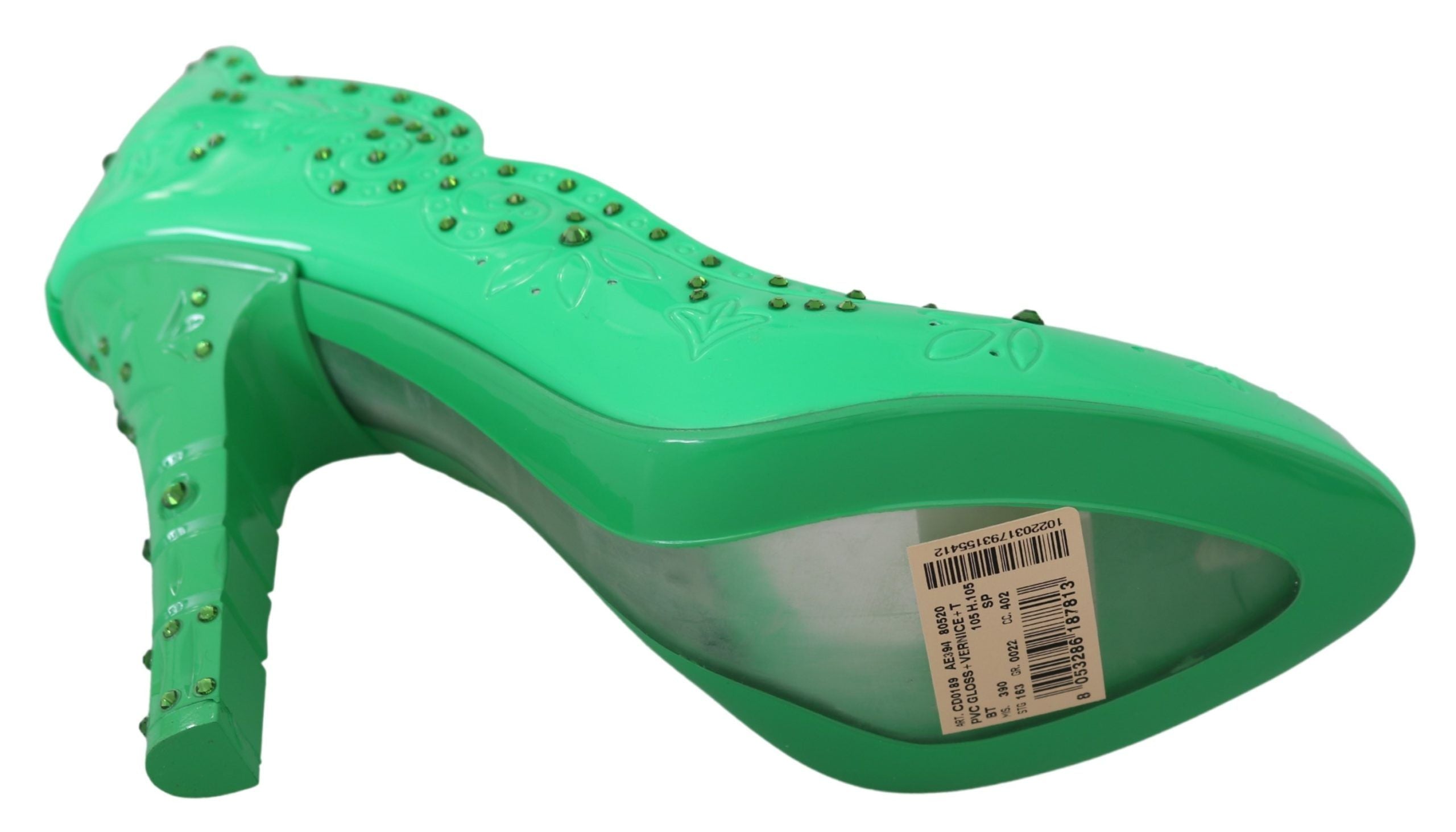 Dolce & Gabbana Green Crystal Floral CINDERELLA Heels Shoes-7